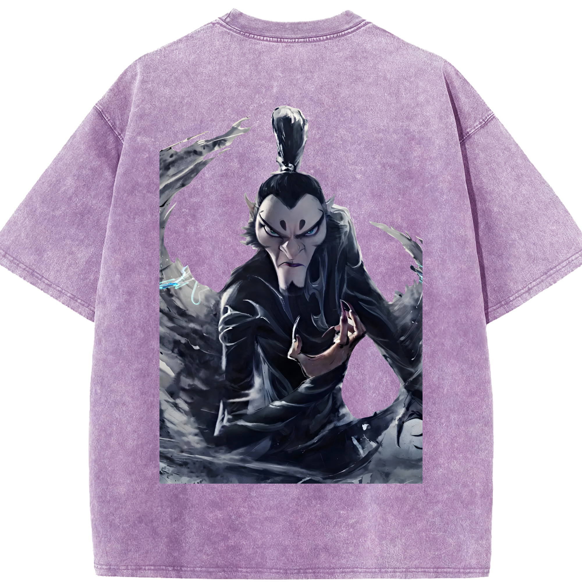 （画像用） Ne Zha 2 ナタ 魔童の大暴れ 綿100% ヴィンテージ風 半袖Tシャツ（背面プリント）