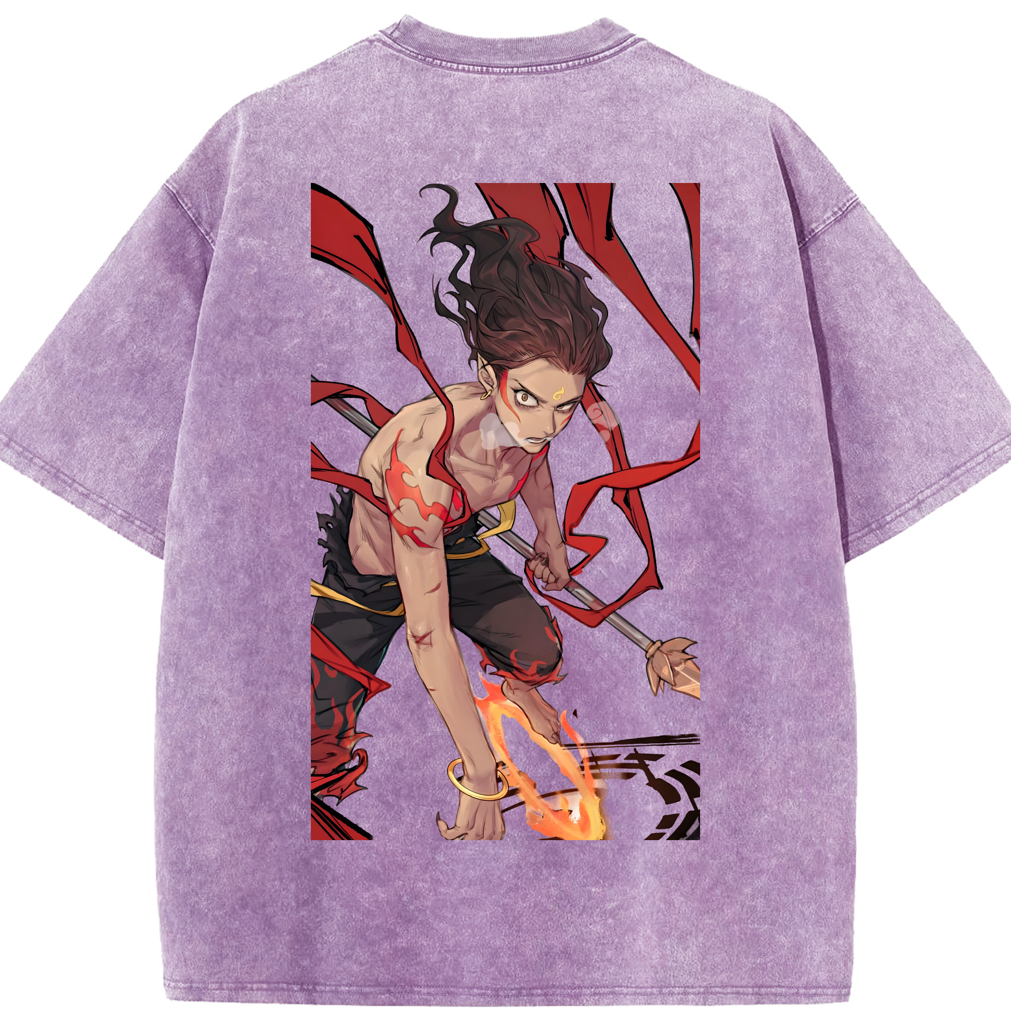 （画像用） Ne Zha 2 ナタ 魔童の大暴れ 綿100% ヴィンテージ風 半袖Tシャツ（背面プリント）