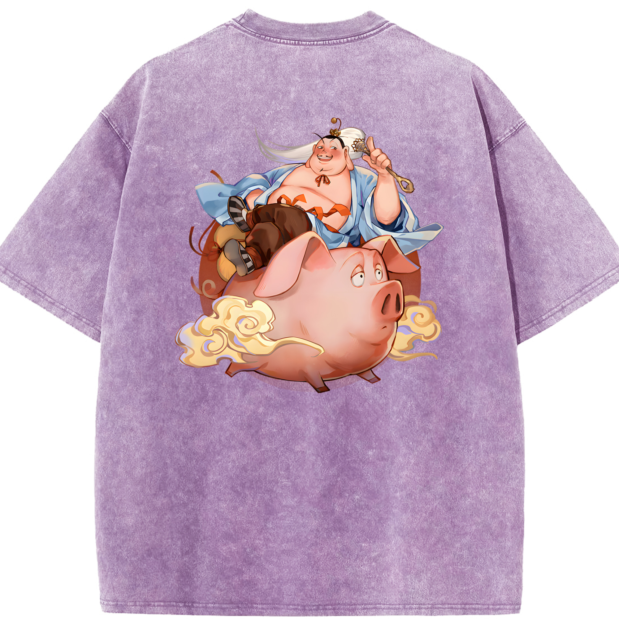 （画像用） Ne Zha 2 ナタ 魔童の大暴れ 綿100% ヴィンテージ風 半袖Tシャツ（背面プリント）