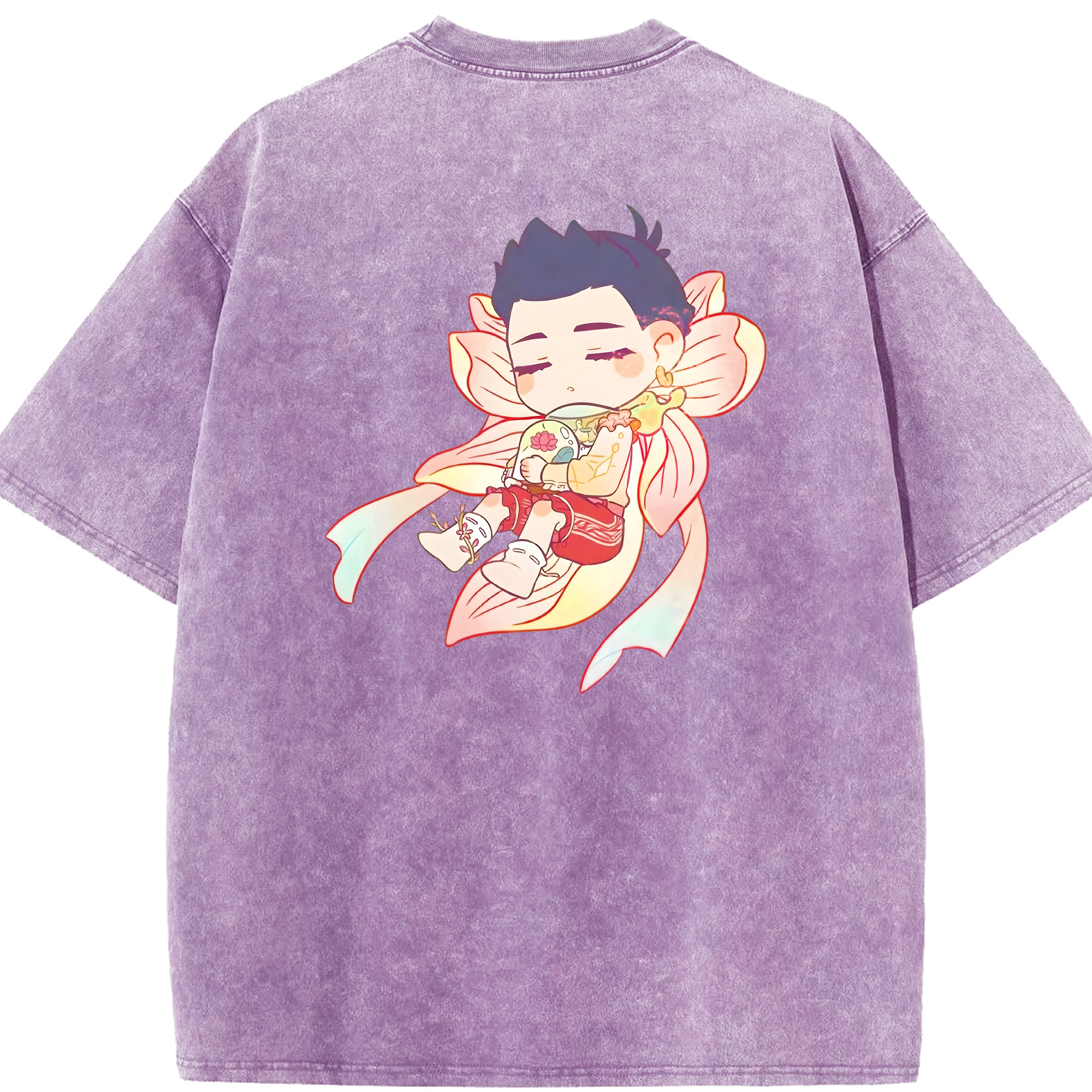 （画像用） Ne Zha 2 ナタ 魔童の大暴れ 綿100% ヴィンテージ風 半袖Tシャツ（背面プリント）