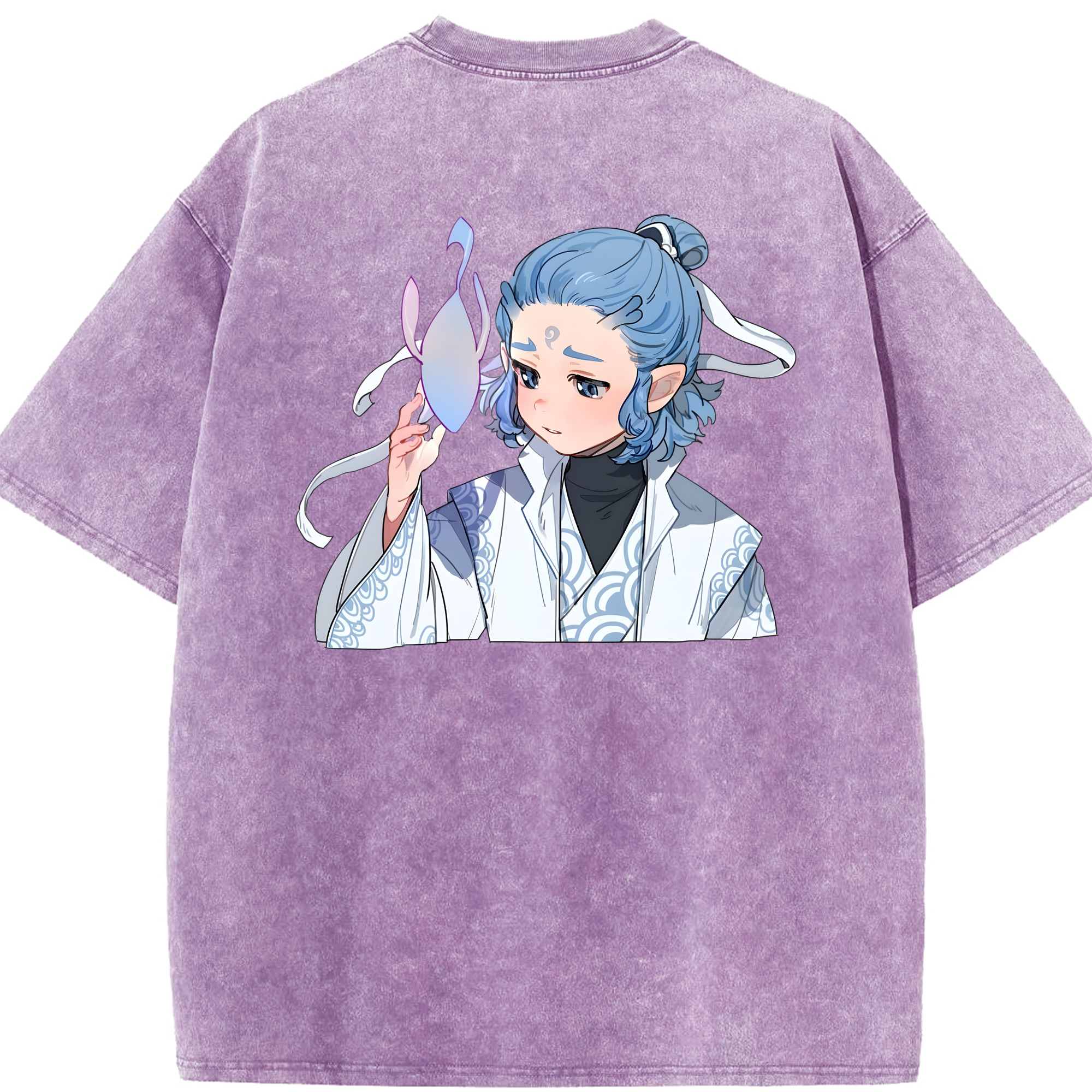 （画像用） Ne Zha 2 ナタ 魔童の大暴れ 綿100% ヴィンテージ風 半袖Tシャツ（背面プリント）