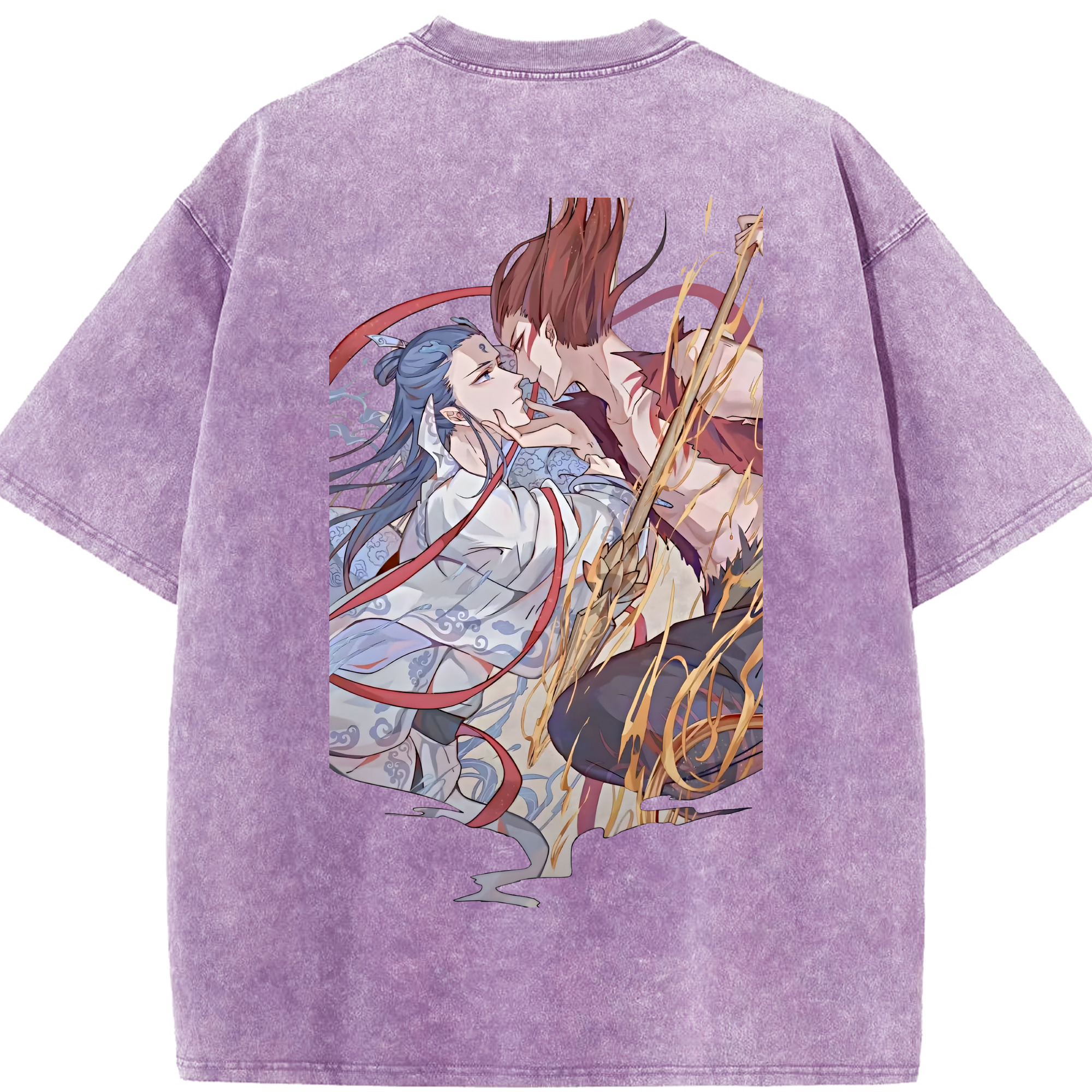 （画像用） Ne Zha 2 ナタ 魔童の大暴れ 綿100% ヴィンテージ風 半袖Tシャツ（背面プリント）