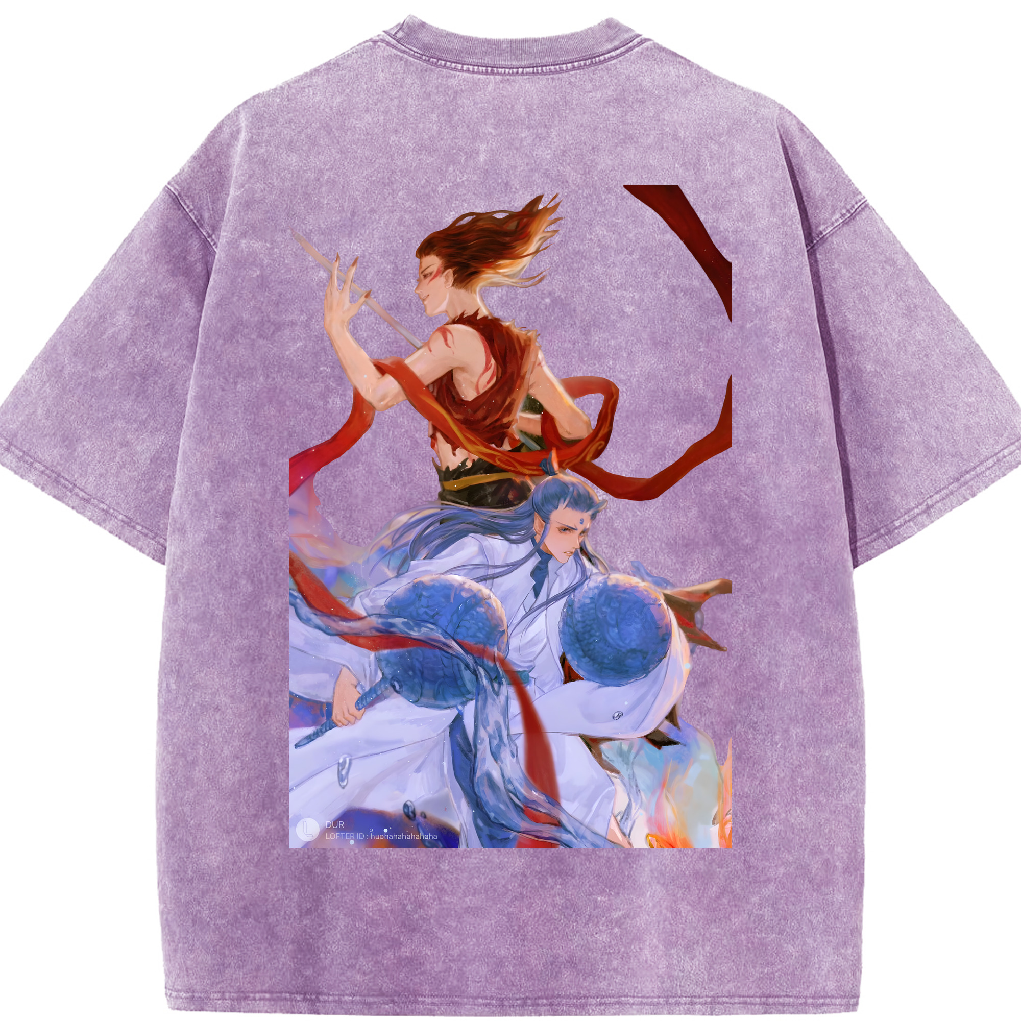 （画像用） Ne Zha 2 ナタ 魔童の大暴れ 綿100% ヴィンテージ風 半袖Tシャツ（背面プリント）