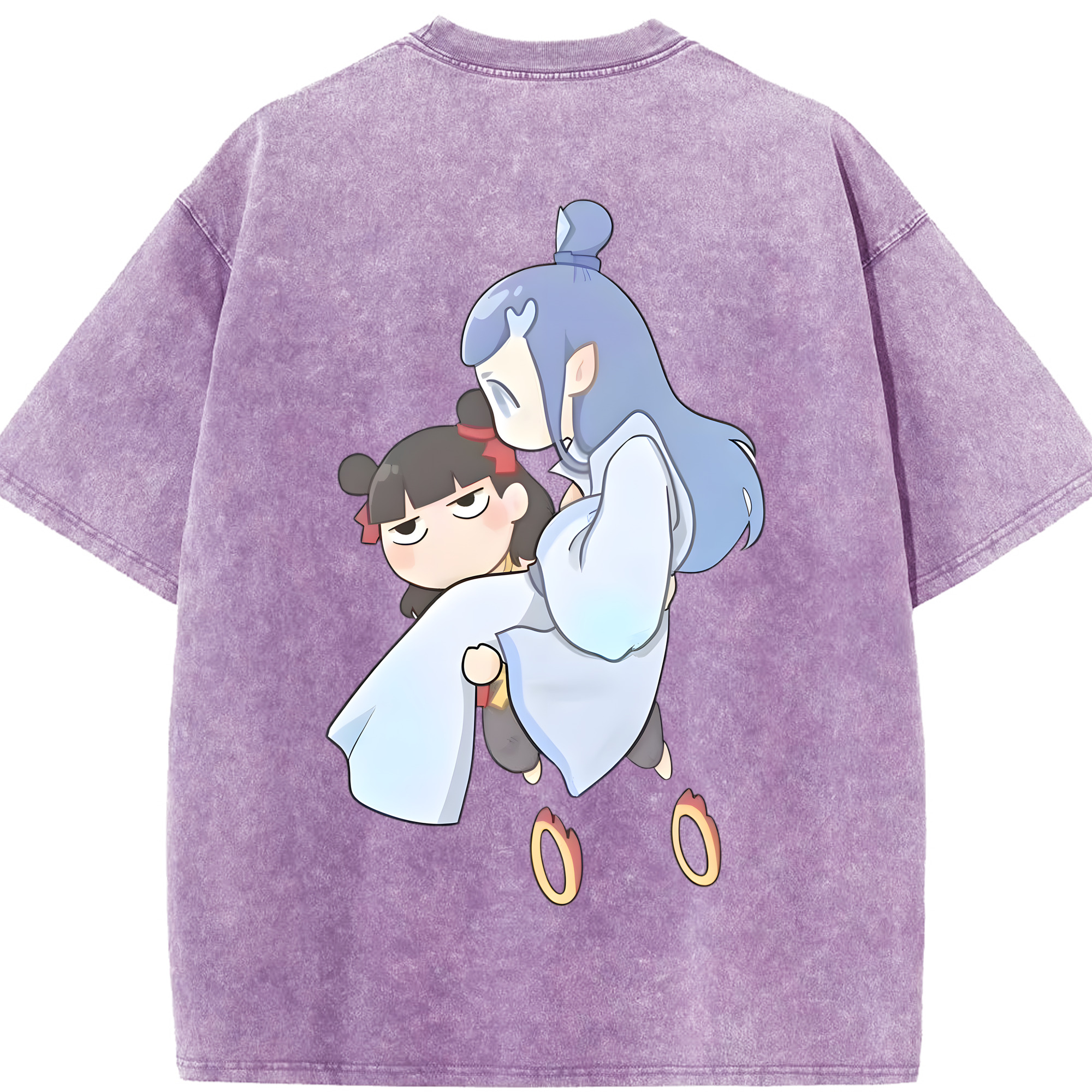 （画像用） Ne Zha 2 ナタ 魔童の大暴れ 綿100% ヴィンテージ風 半袖Tシャツ（背面プリント）