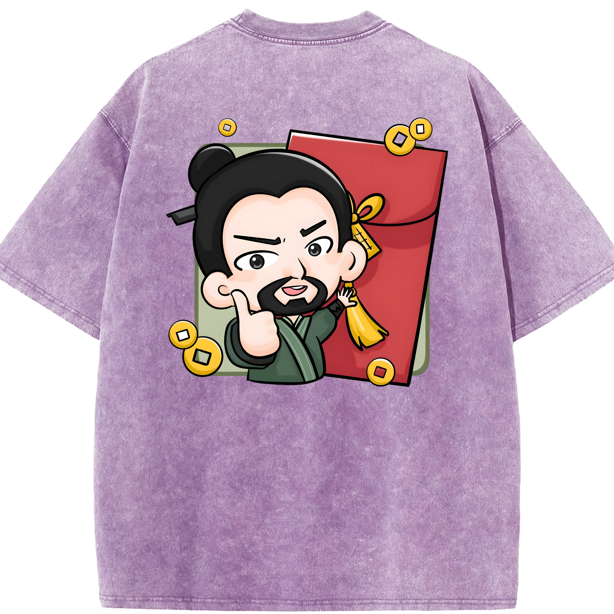 （画像用） Ne Zha 2 ナタ 魔童の大暴れ 綿100% ヴィンテージ風 半袖Tシャツ（背面プリント）