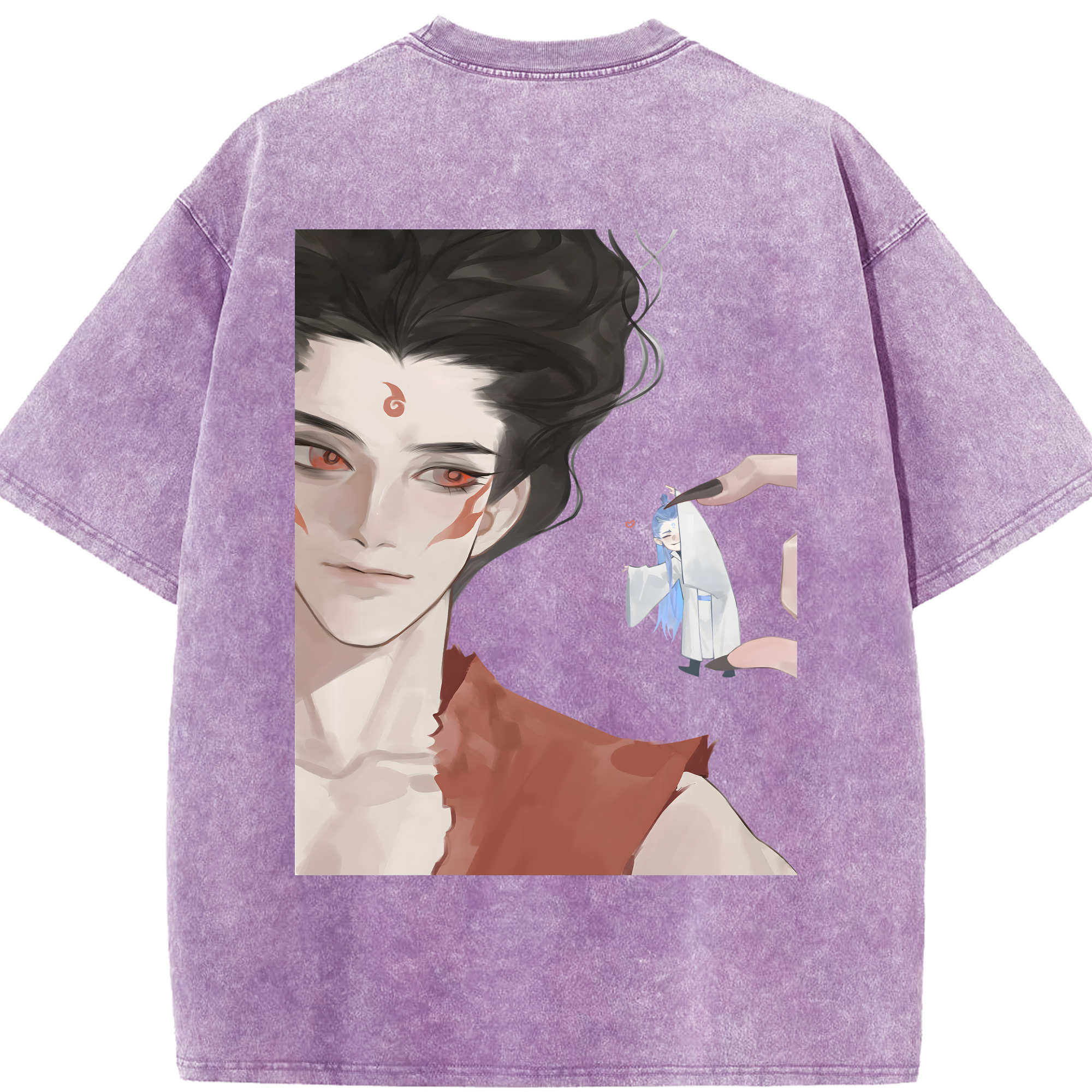 （画像用） Ne Zha 2 ナタ 魔童の大暴れ 綿100% ヴィンテージ風 半袖Tシャツ（背面プリント）