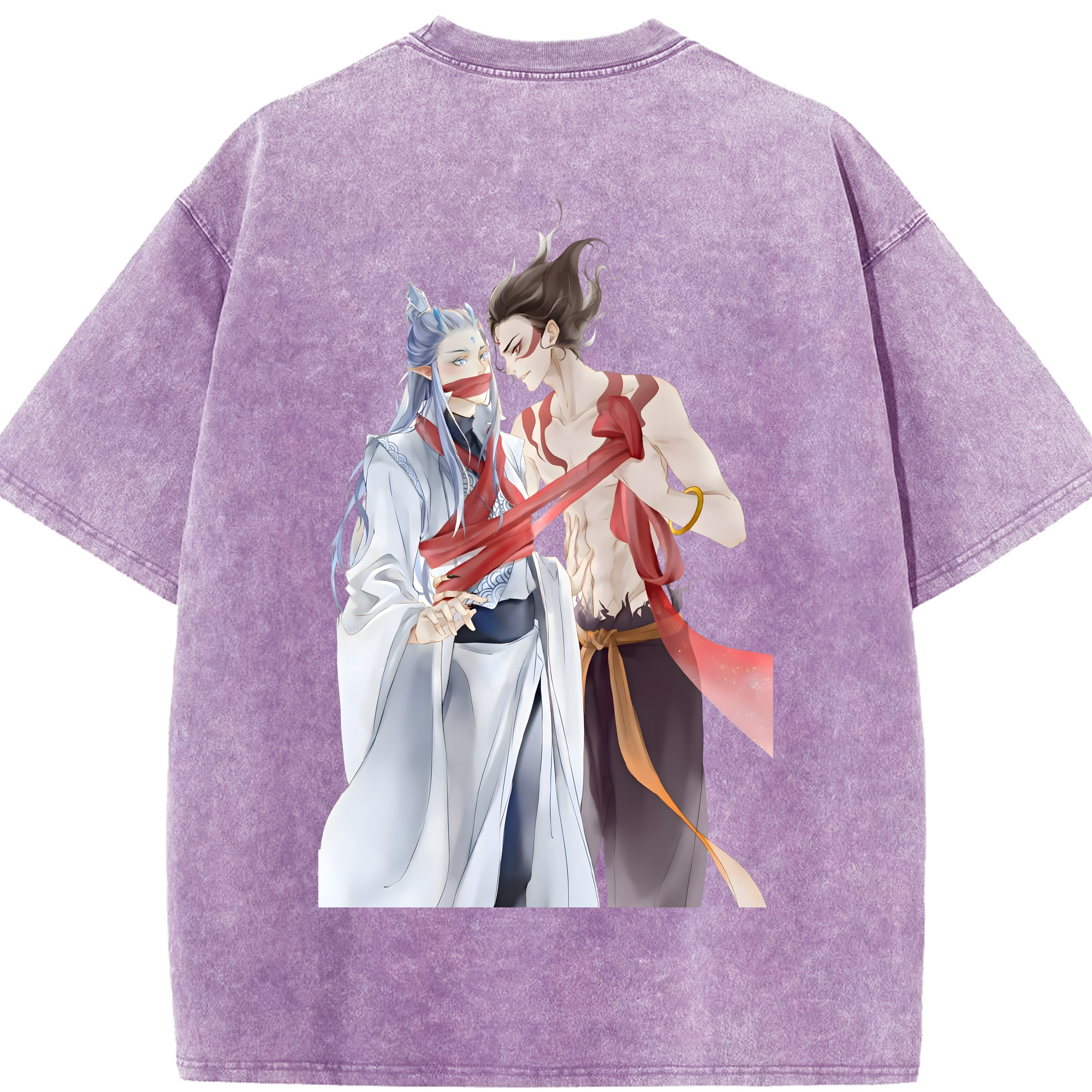 （画像用） Ne Zha 2 ナタ 魔童の大暴れ 綿100% ヴィンテージ風 半袖Tシャツ（背面プリント）