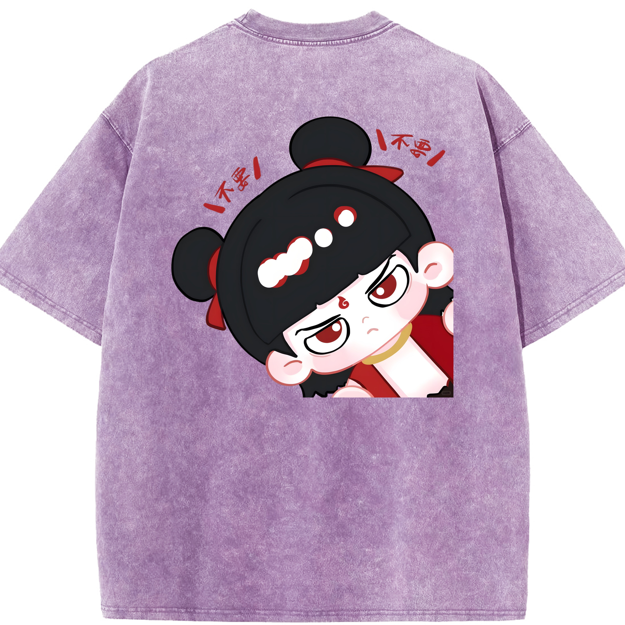 （画像用） Ne Zha 2 ナタ 魔童の大暴れ 綿100% ヴィンテージ風 半袖Tシャツ（背面プリント）