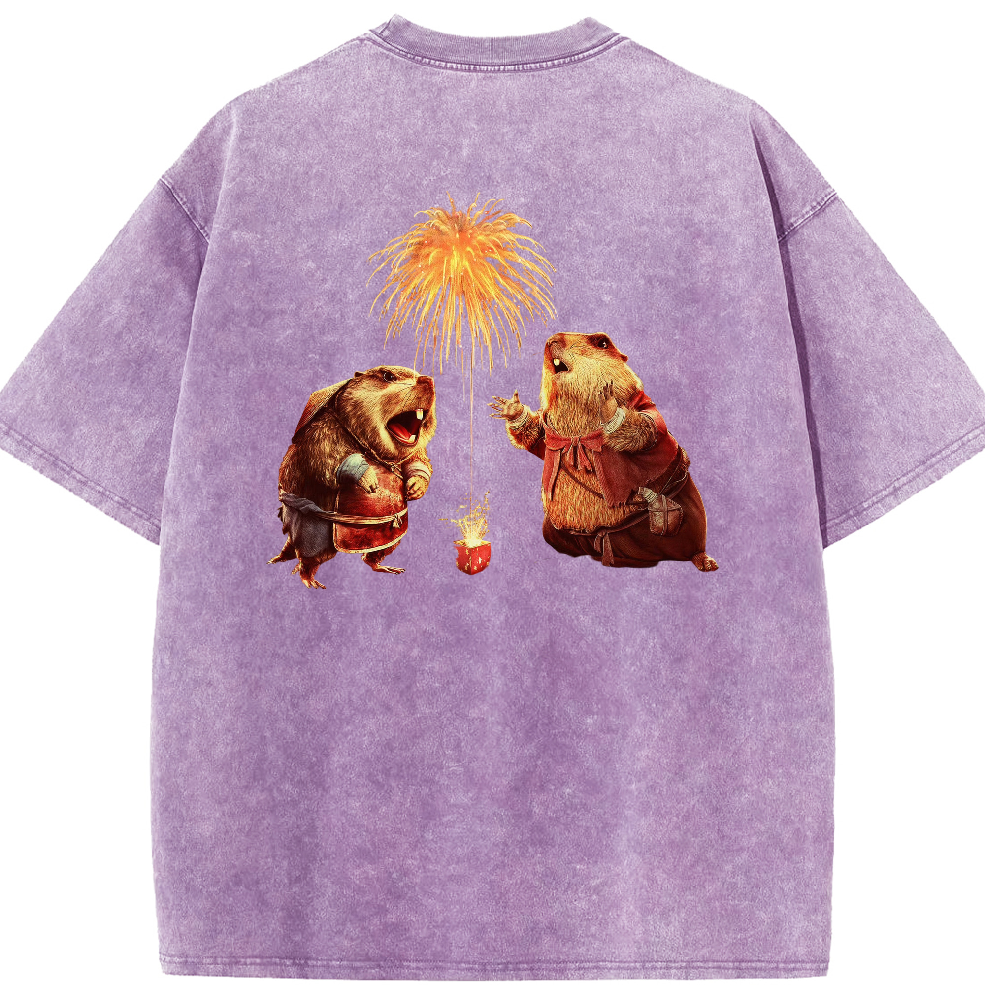 （画像用） Ne Zha 2 ナタ 魔童の大暴れ 綿100% ヴィンテージ風 半袖Tシャツ（背面プリント）