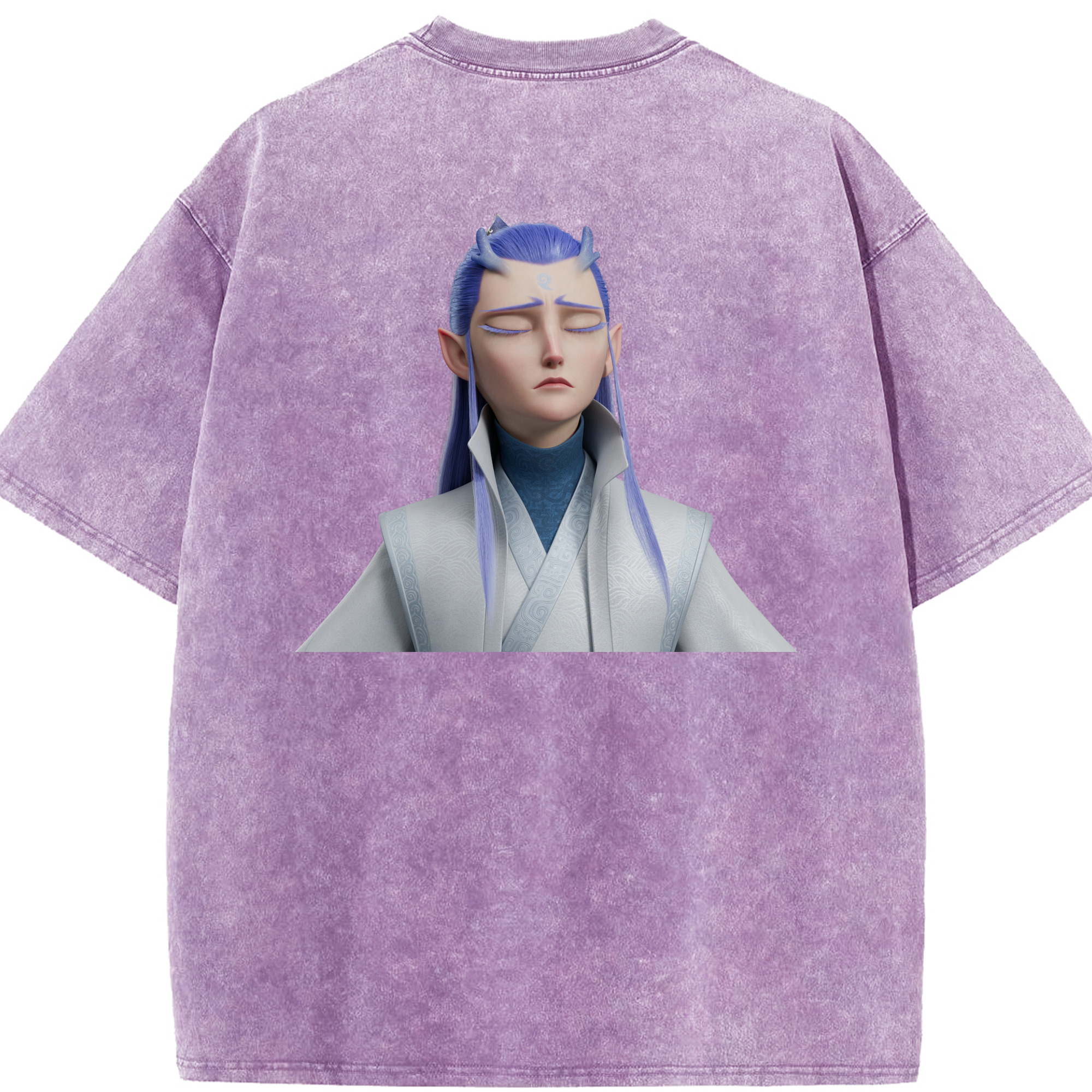 （画像用） Ne Zha 2 ナタ 魔童の大暴れ 綿100% ヴィンテージ風 半袖Tシャツ（背面プリント）