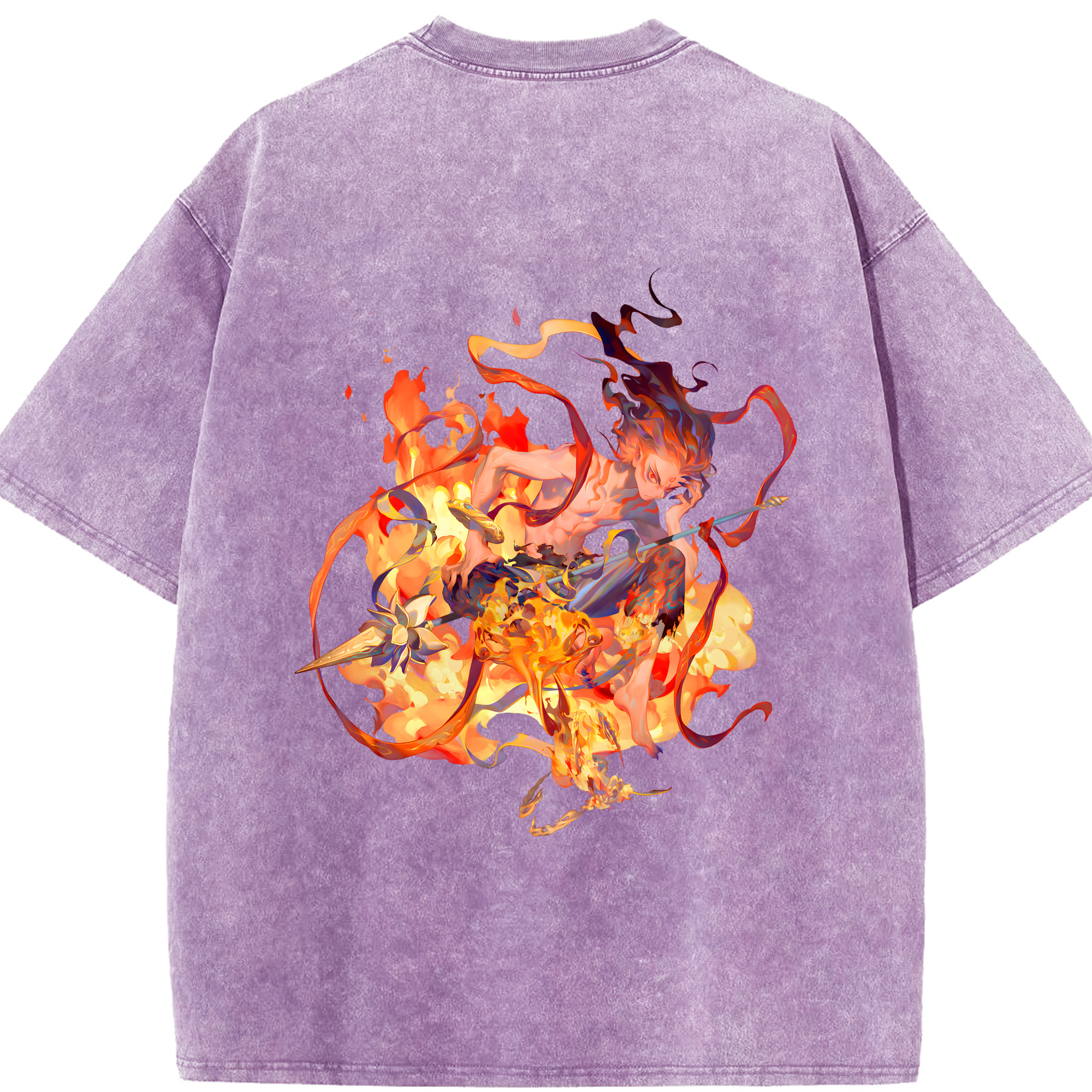 （画像用） Ne Zha 2 ナタ 魔童の大暴れ 綿100% ヴィンテージ風 半袖Tシャツ（背面プリント）