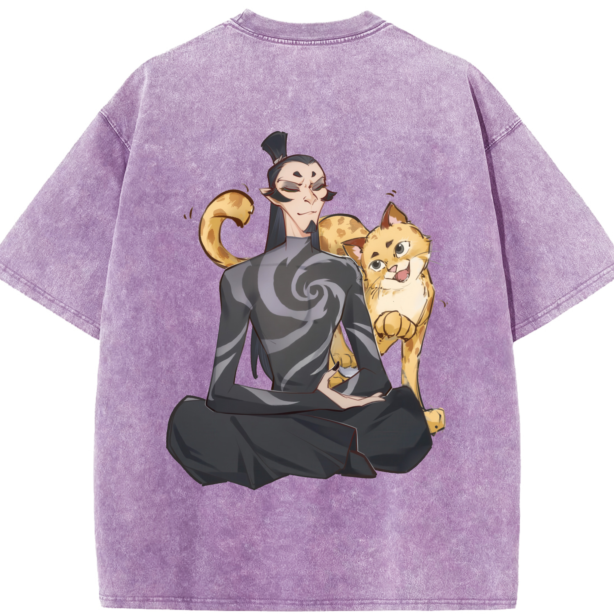 （画像用） Ne Zha 2 ナタ 魔童の大暴れ 綿100% ヴィンテージ風 半袖Tシャツ（背面プリント）