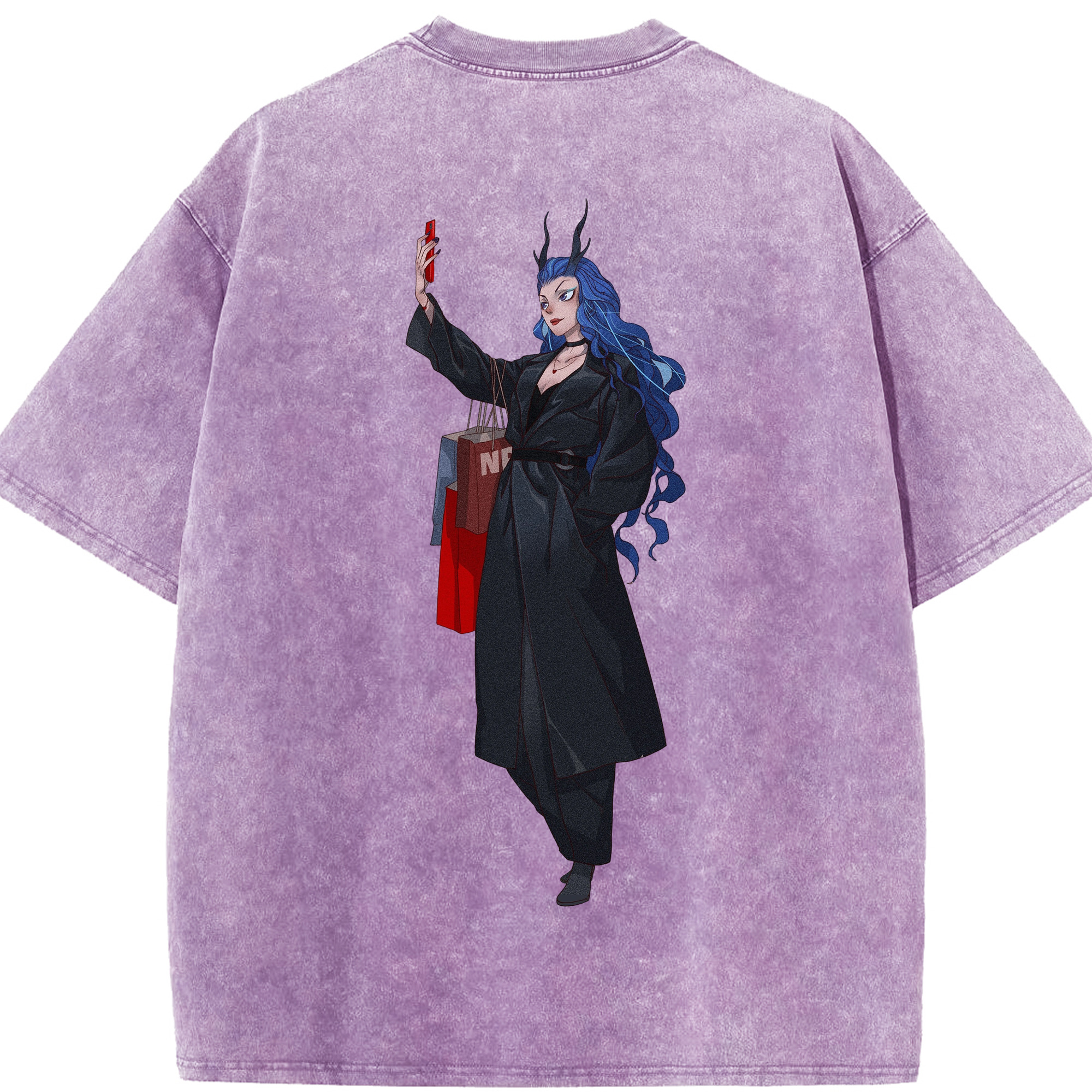 （画像用） Ne Zha 2 ナタ 魔童の大暴れ 綿100% ヴィンテージ風 半袖Tシャツ（背面プリント）