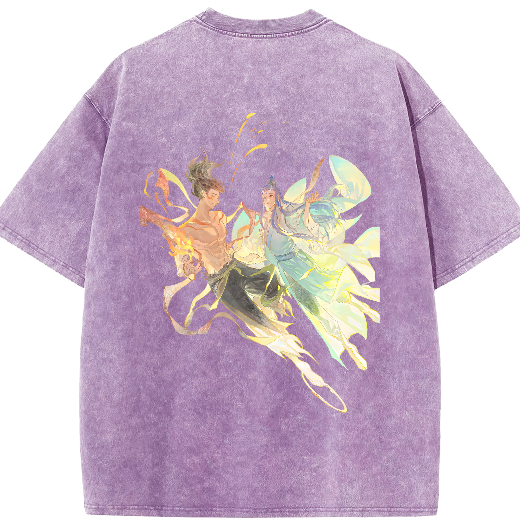 （画像用） Ne Zha 2 ナタ 魔童の大暴れ 綿100% ヴィンテージ風 半袖Tシャツ（背面プリント）