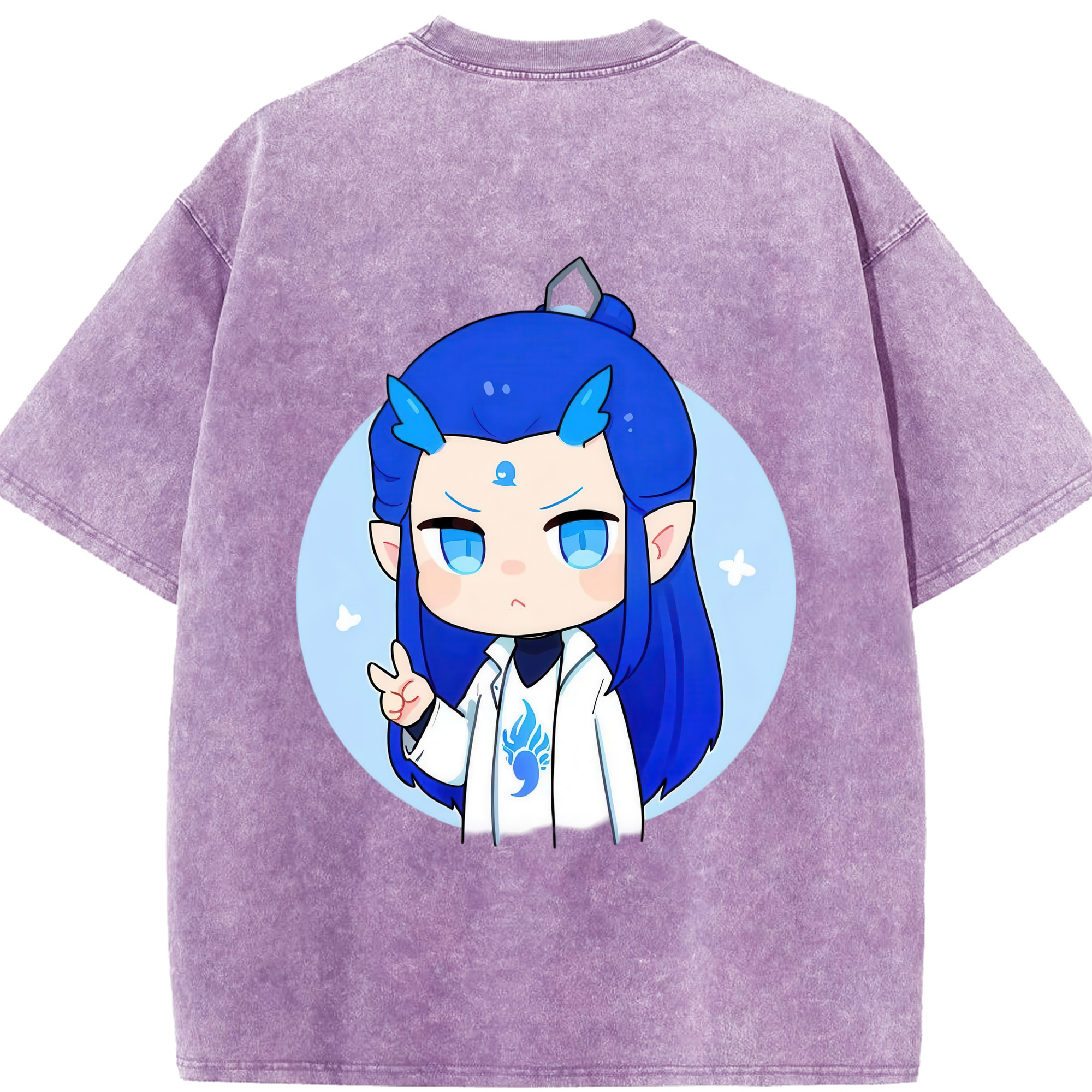 （画像用） Ne Zha 2 ナタ 魔童の大暴れ 綿100% ヴィンテージ風 半袖Tシャツ（背面プリント）