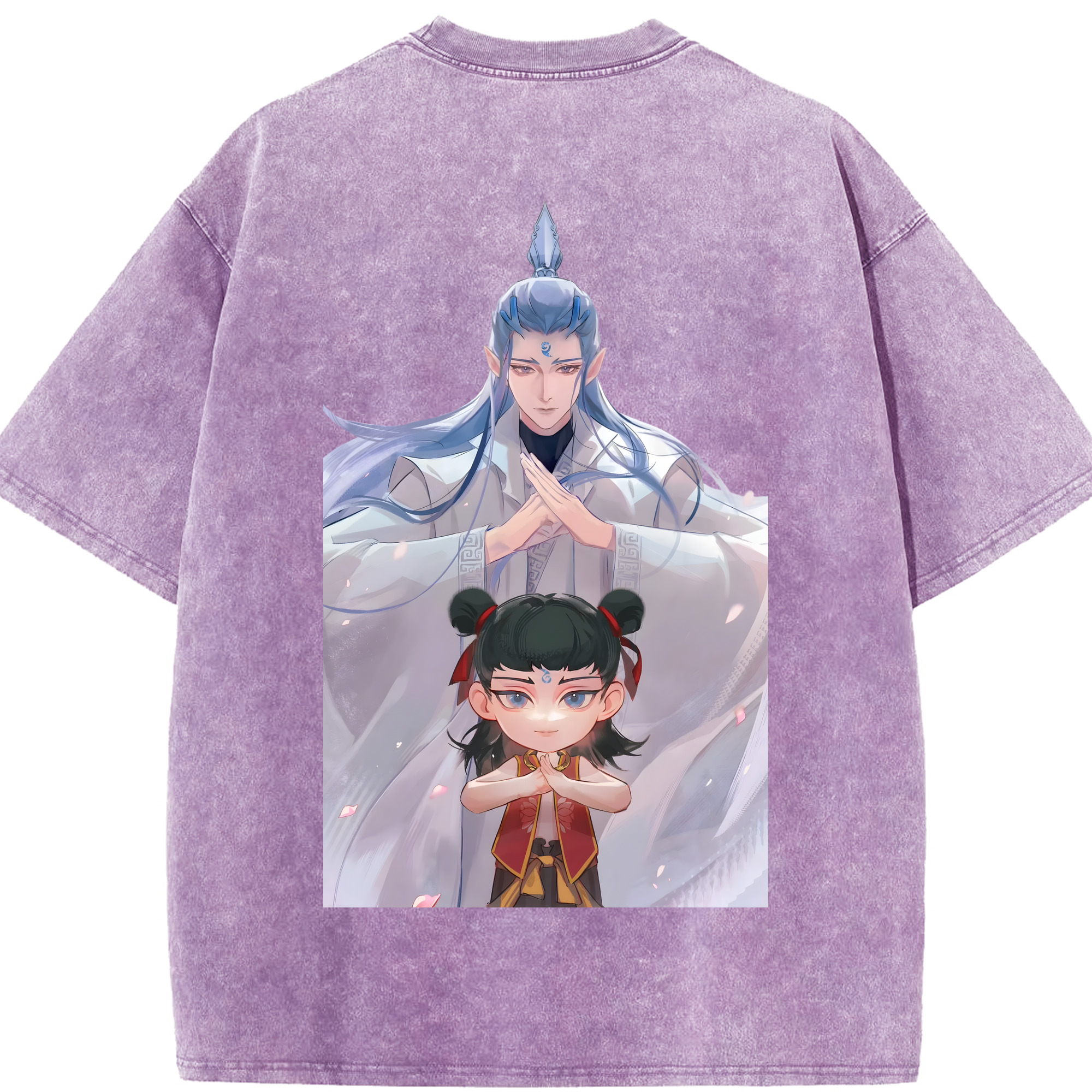 （画像用） Ne Zha 2 ナタ 魔童の大暴れ 綿100% ヴィンテージ風 半袖Tシャツ（背面プリント）