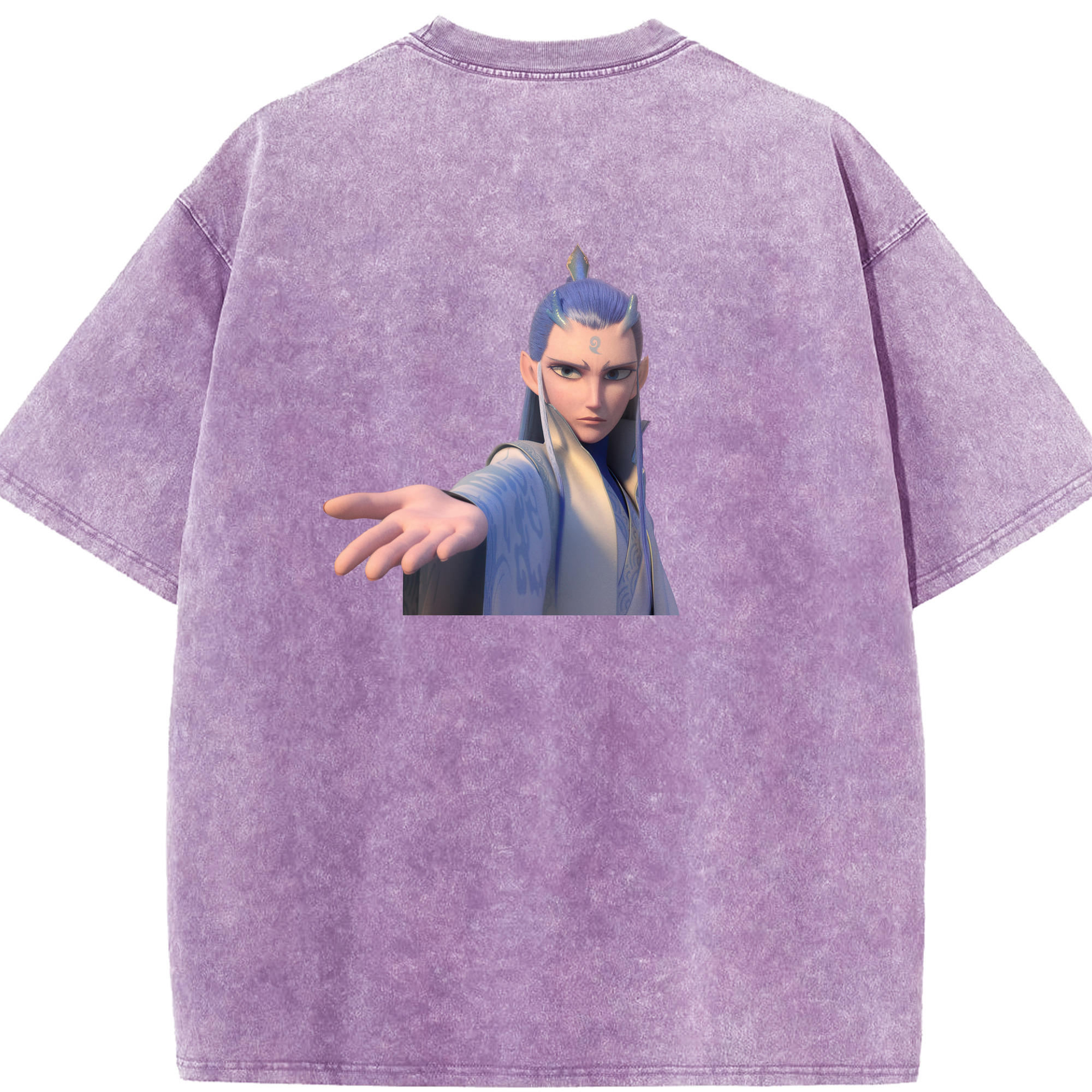 （画像用） Ne Zha 2 ナタ 魔童の大暴れ 綿100% ヴィンテージ風 半袖Tシャツ（背面プリント）
