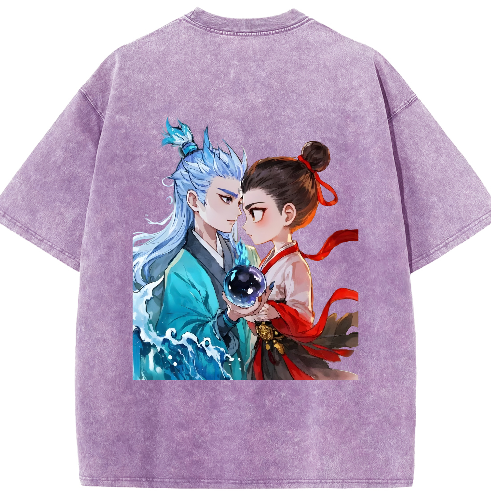 （画像用） Ne Zha 2 ナタ 魔童の大暴れ 綿100% ヴィンテージ風 半袖Tシャツ（背面プリント）