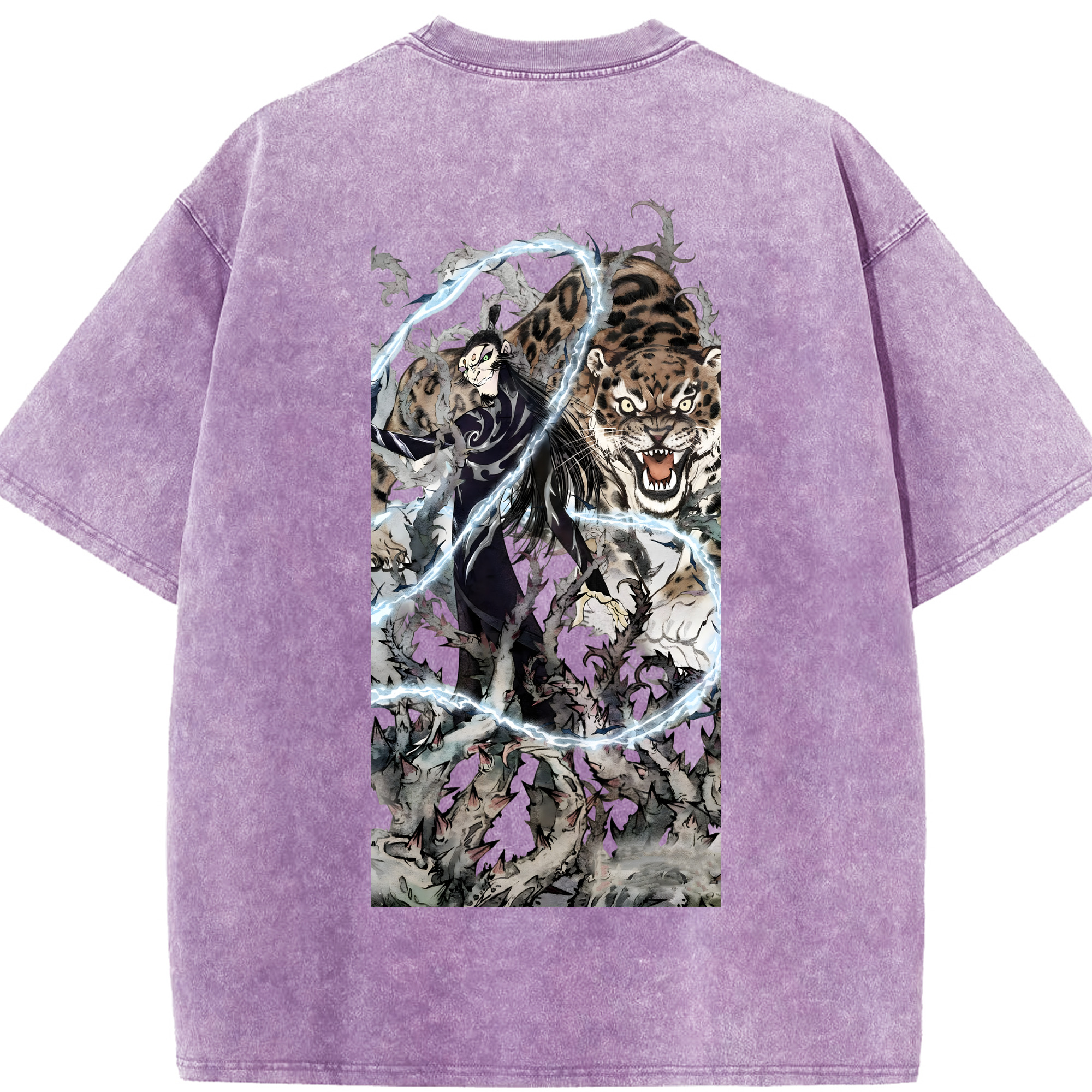（画像用） Ne Zha 2 ナタ 魔童の大暴れ 綿100% ヴィンテージ風 半袖Tシャツ（背面プリント）