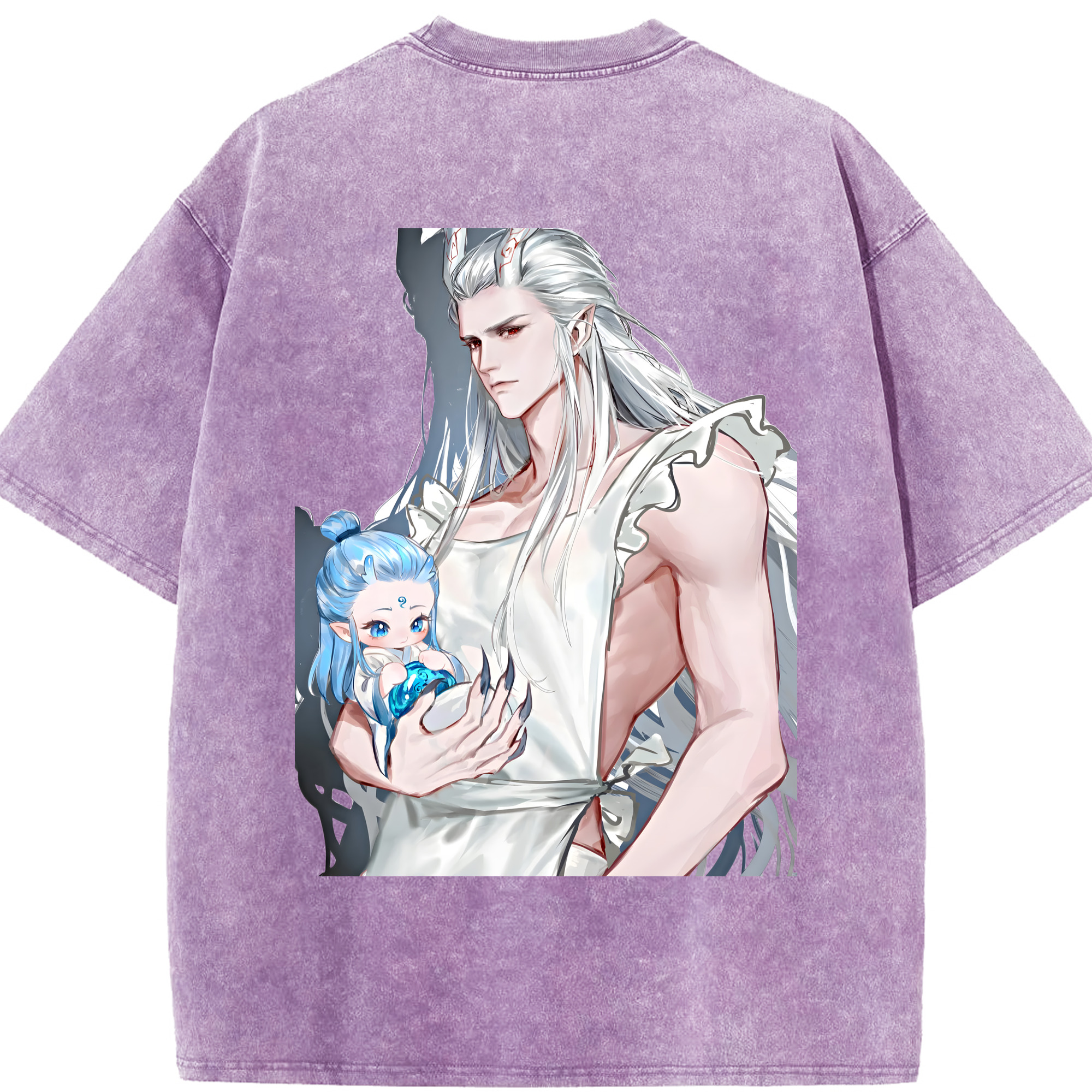 （画像用） Ne Zha 2 ナタ 魔童の大暴れ 綿100% ヴィンテージ風 半袖Tシャツ（背面プリント）