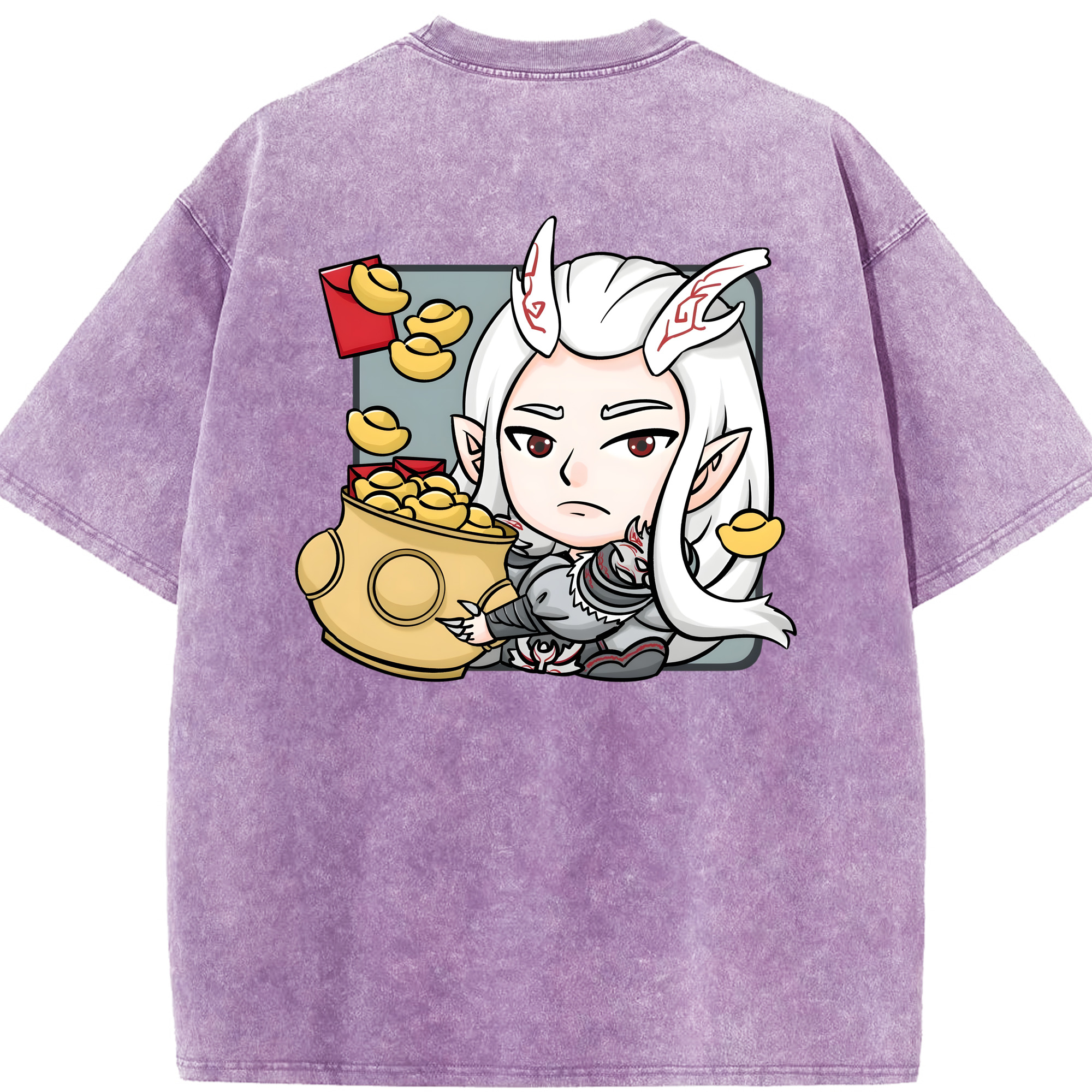 （画像用） Ne Zha 2 ナタ 魔童の大暴れ 綿100% ヴィンテージ風 半袖Tシャツ（背面プリント）