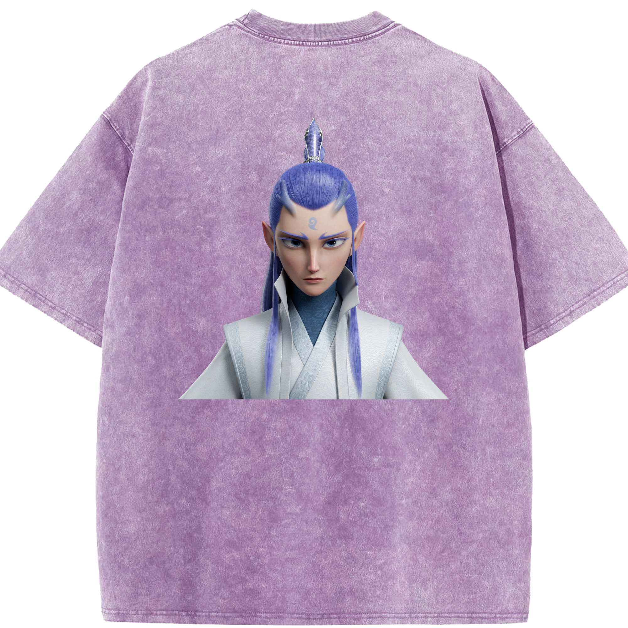 （画像用） Ne Zha 2 ナタ 魔童の大暴れ 綿100% ヴィンテージ風 半袖Tシャツ（背面プリント）