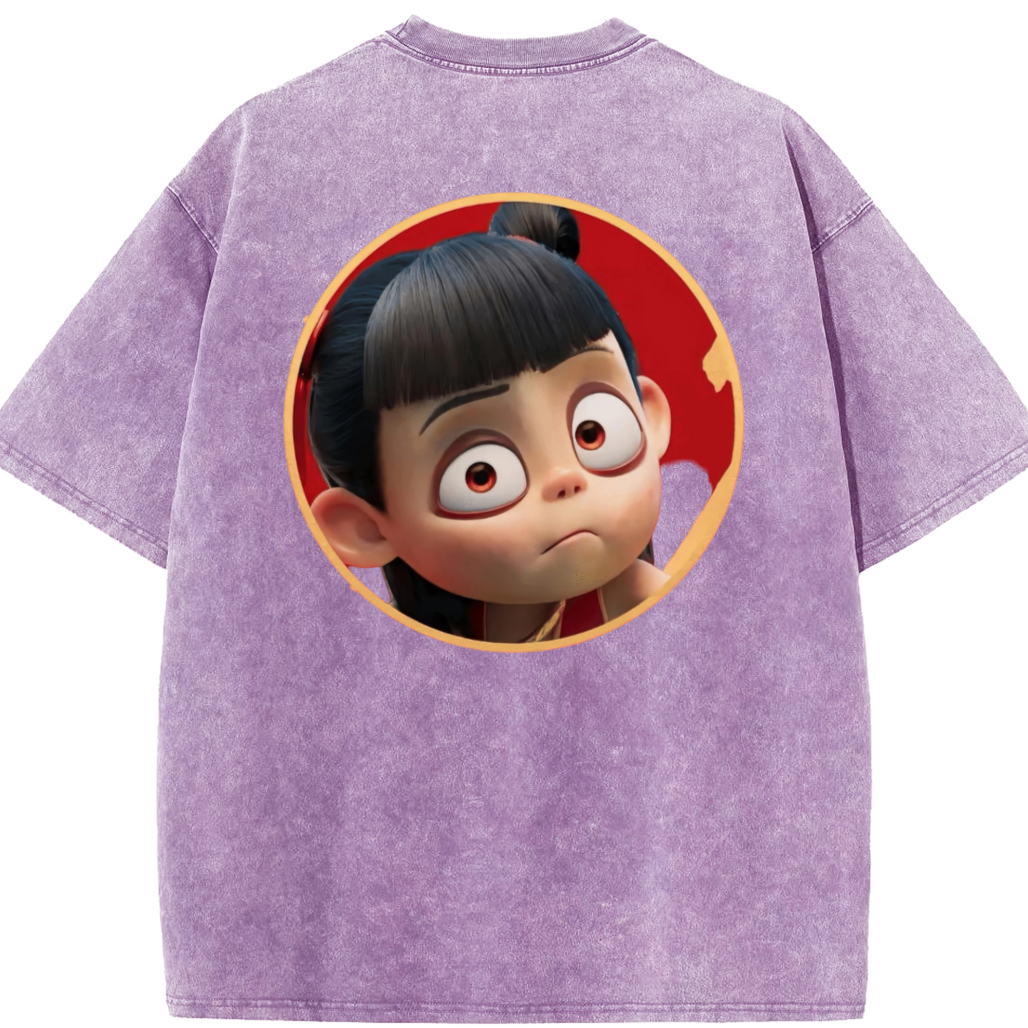 （画像用） Ne Zha 2 ナタ 魔童の大暴れ 綿100% ヴィンテージ風 半袖Tシャツ（背面プリント）