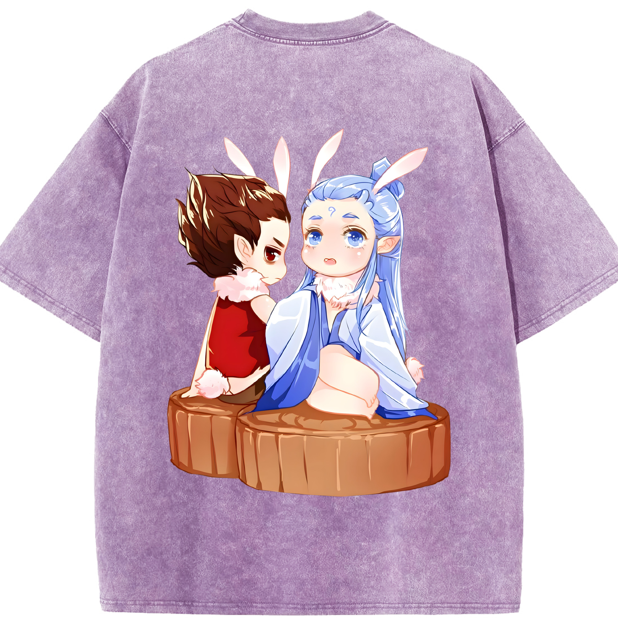 （画像用） Ne Zha 2 ナタ 魔童の大暴れ 綿100% ヴィンテージ風 半袖Tシャツ（背面プリント）