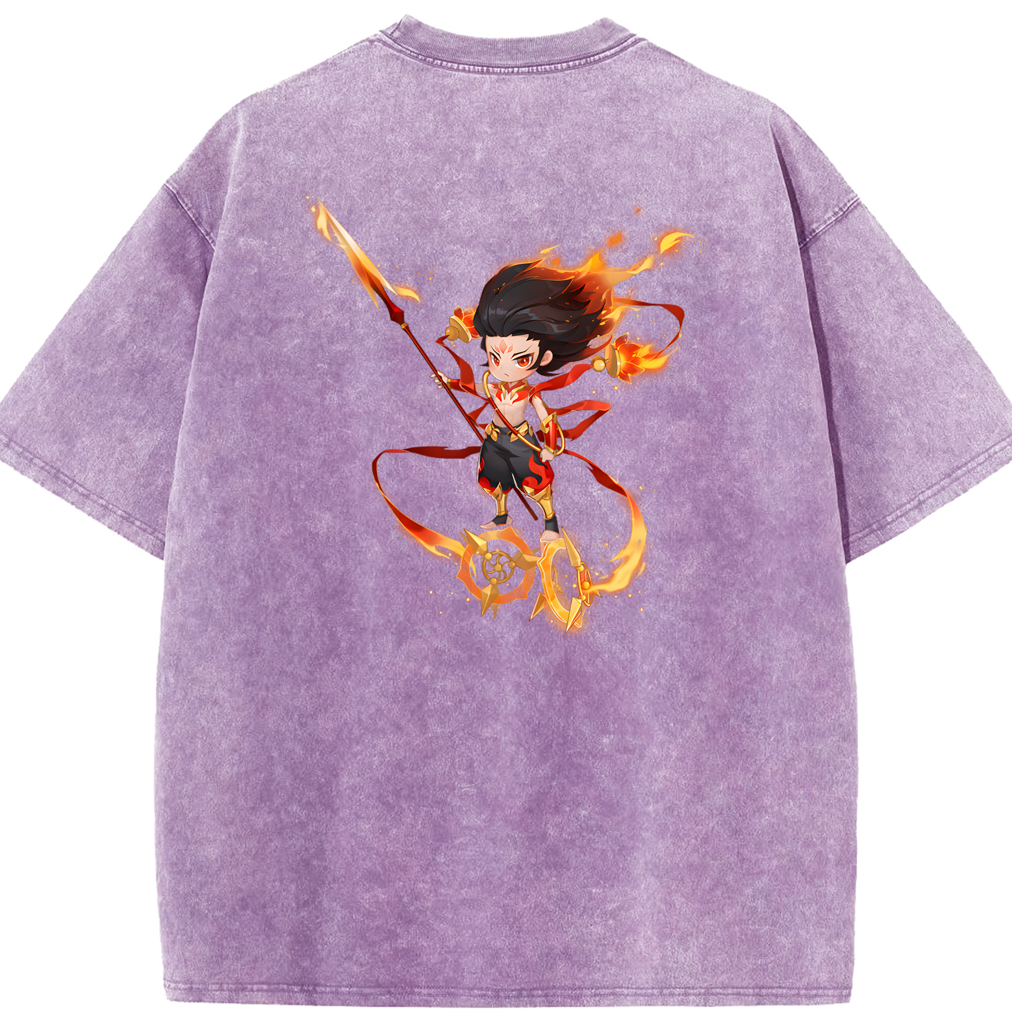 （画像用） Ne Zha 2 ナタ 魔童の大暴れ 綿100% ヴィンテージ風 半袖Tシャツ（背面プリント）