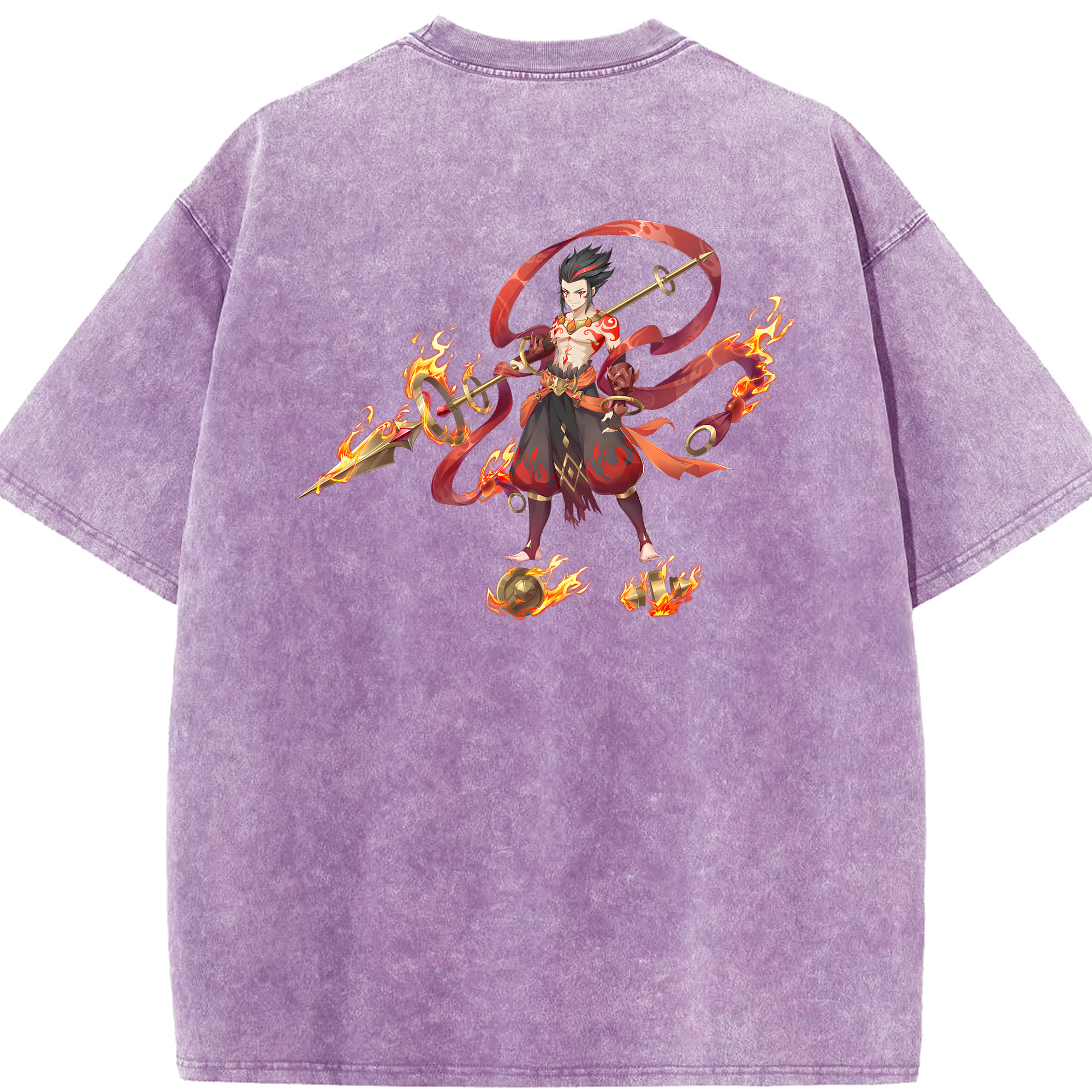 （画像用） Ne Zha 2 ナタ 魔童の大暴れ 綿100% ヴィンテージ風 半袖Tシャツ（背面プリント）