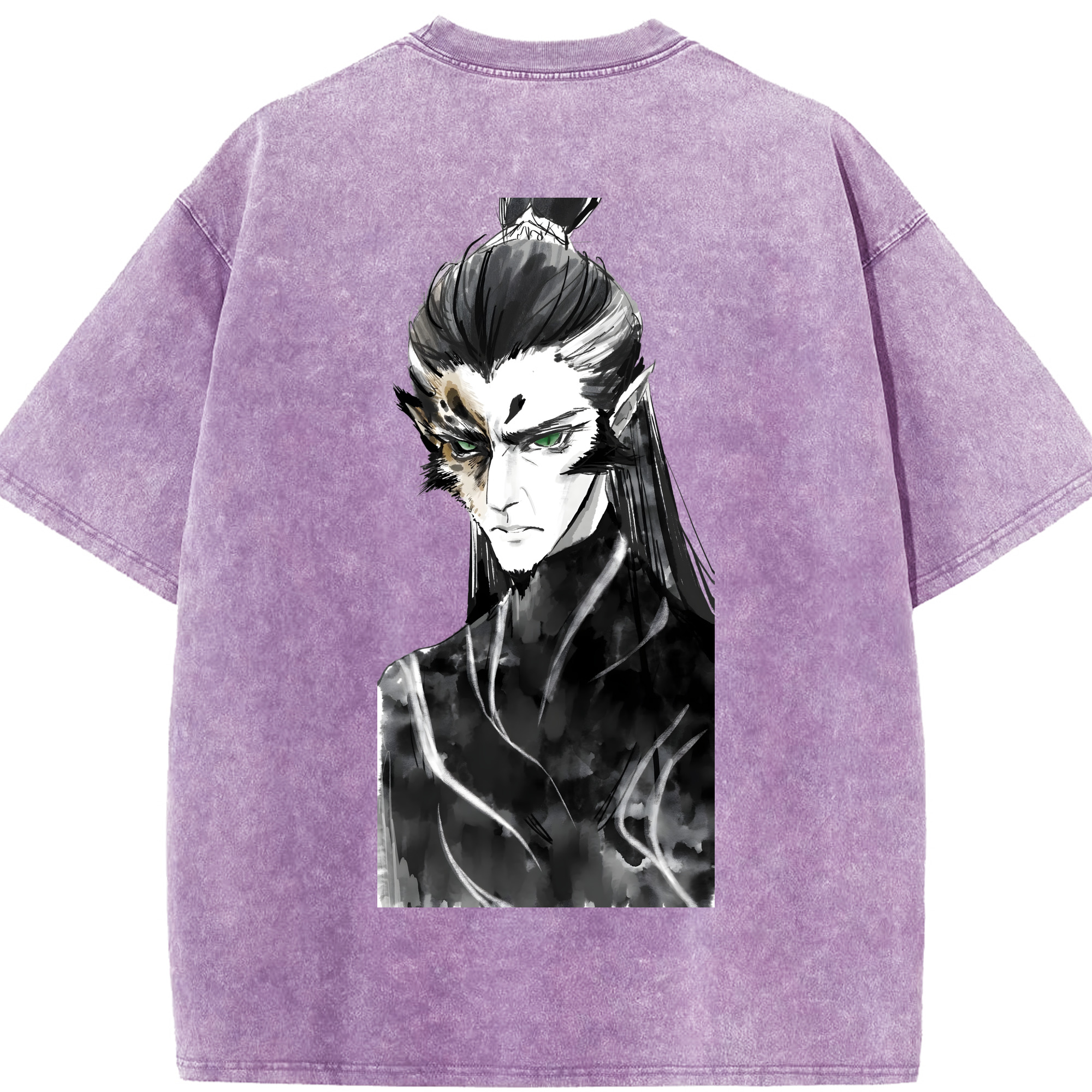 （画像用） Ne Zha 2 ナタ 魔童の大暴れ 綿100% ヴィンテージ風 半袖Tシャツ（背面プリント）