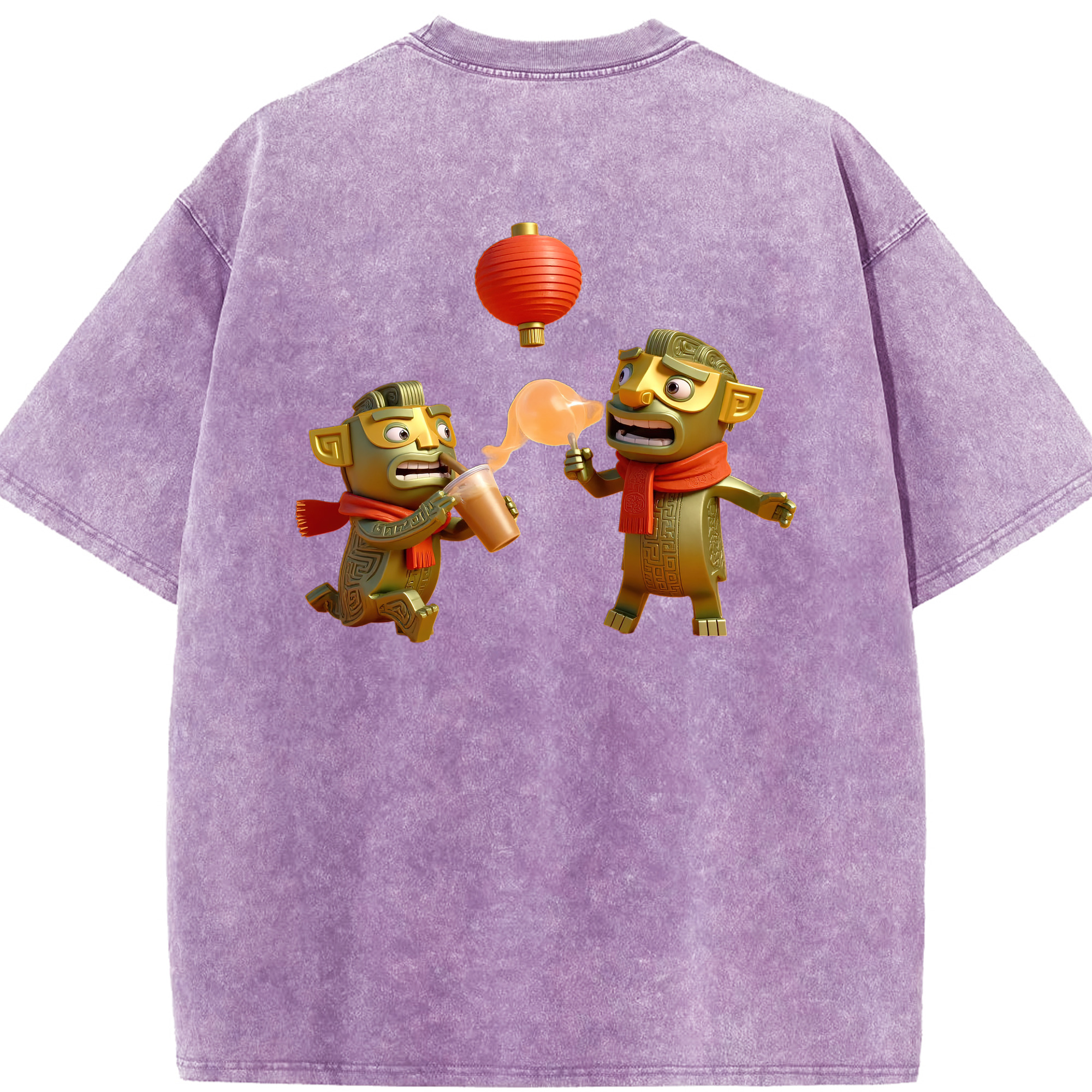 （画像用） Ne Zha 2 ナタ 魔童の大暴れ 綿100% ヴィンテージ風 半袖Tシャツ（背面プリント）