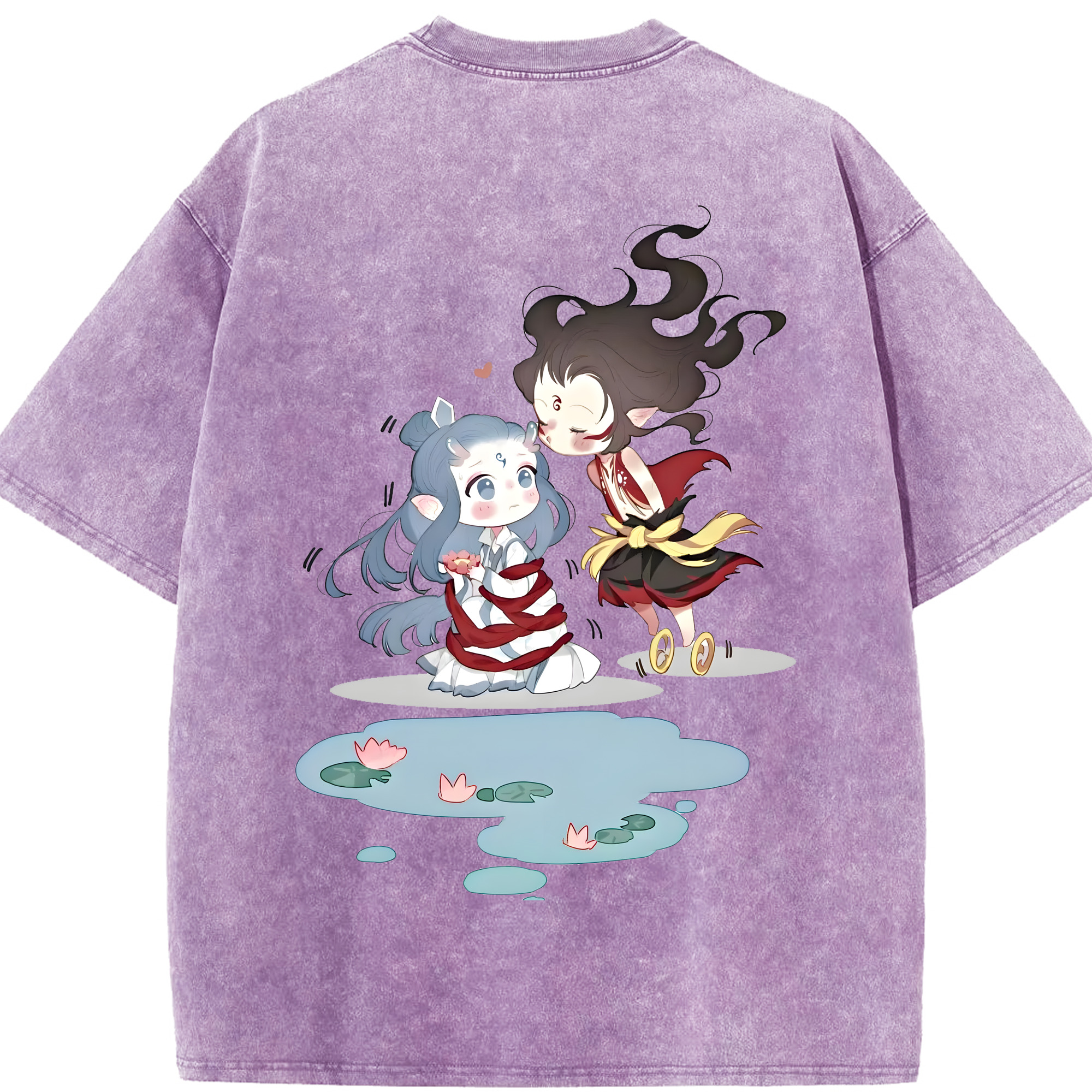 （画像用） Ne Zha 2 ナタ 魔童の大暴れ 綿100% ヴィンテージ風 半袖Tシャツ（背面プリント）