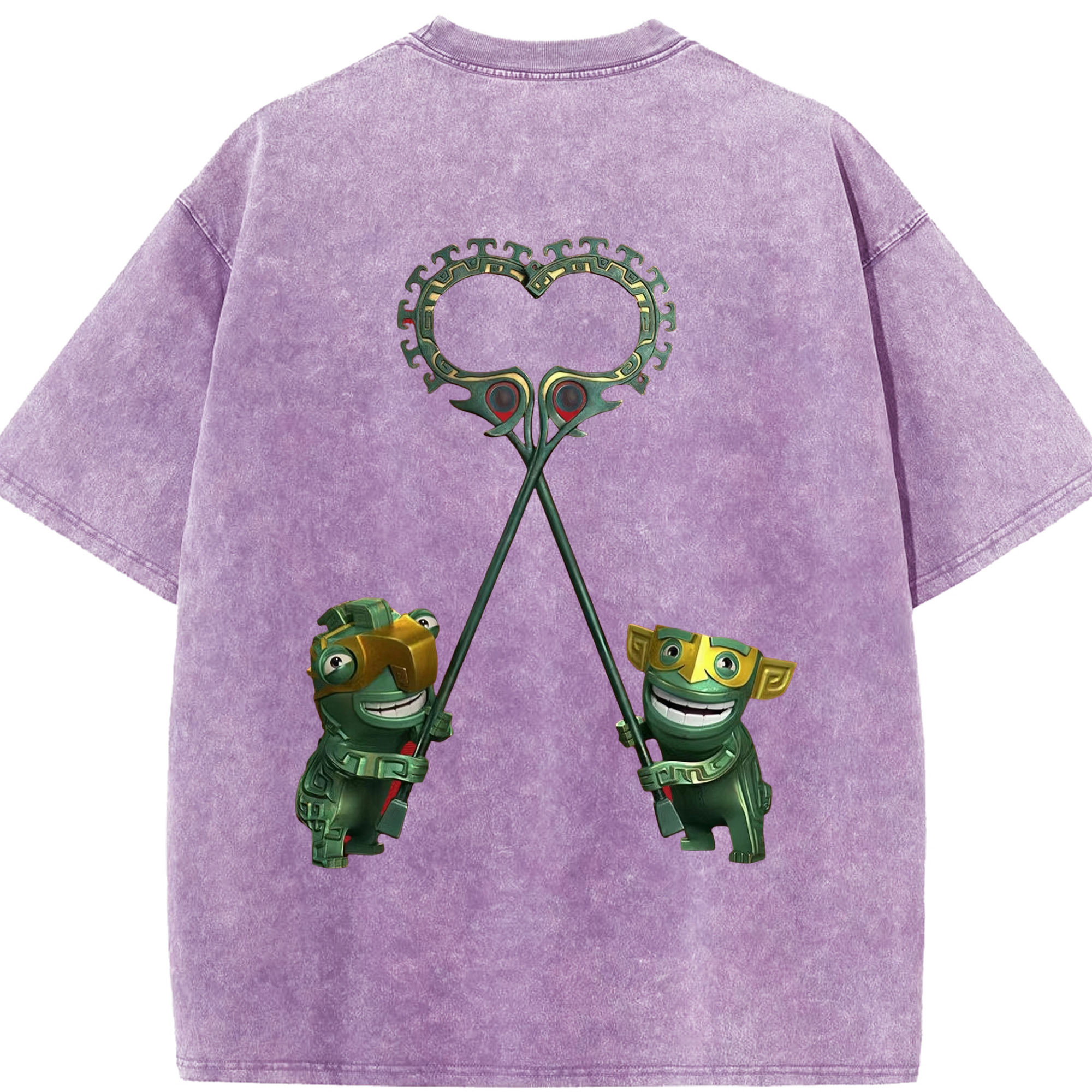 （画像用） Ne Zha 2 ナタ 魔童の大暴れ 綿100% ヴィンテージ風 半袖Tシャツ（背面プリント）
