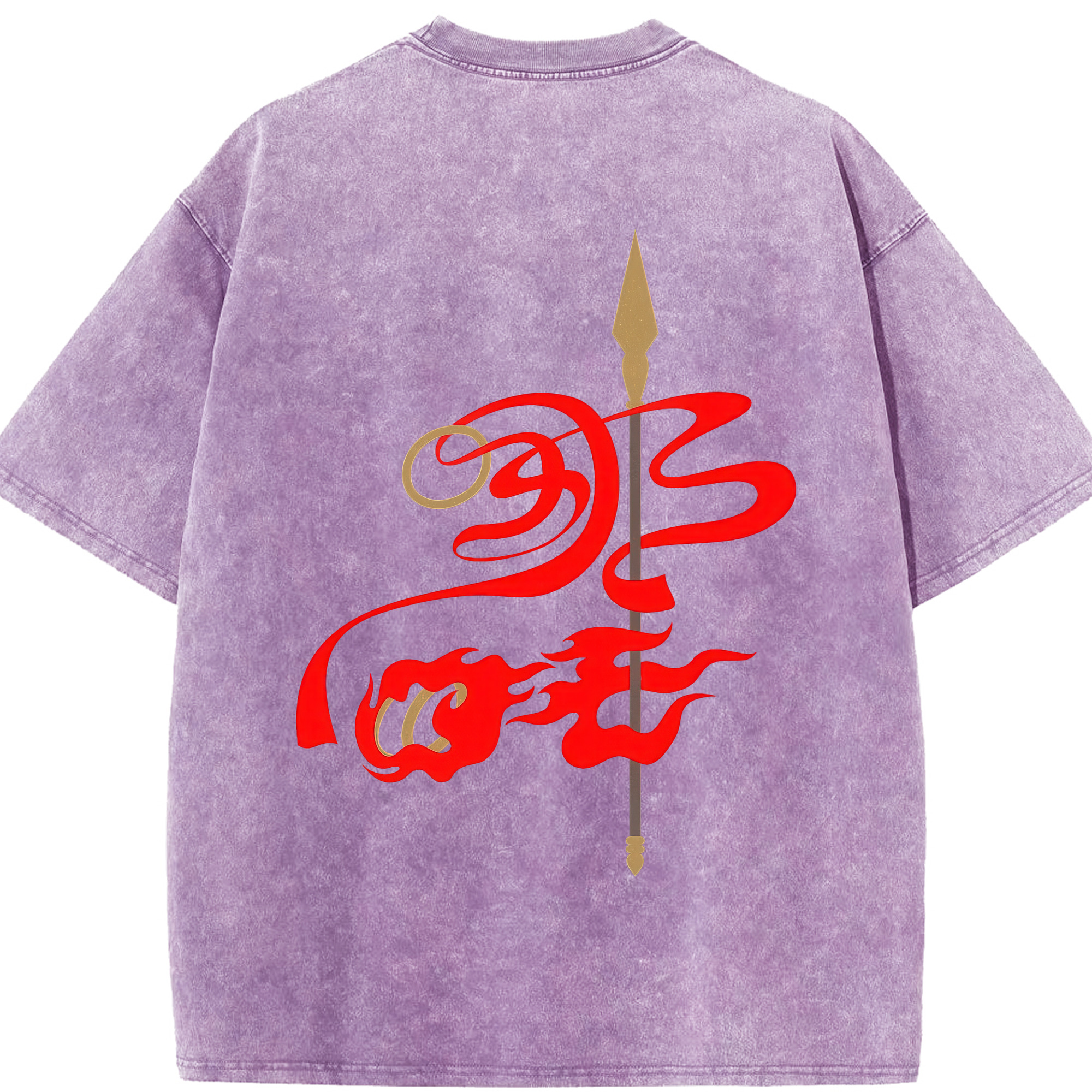 （画像用） Ne Zha 2 ナタ 魔童の大暴れ 綿100% ヴィンテージ風 半袖Tシャツ（背面プリント）