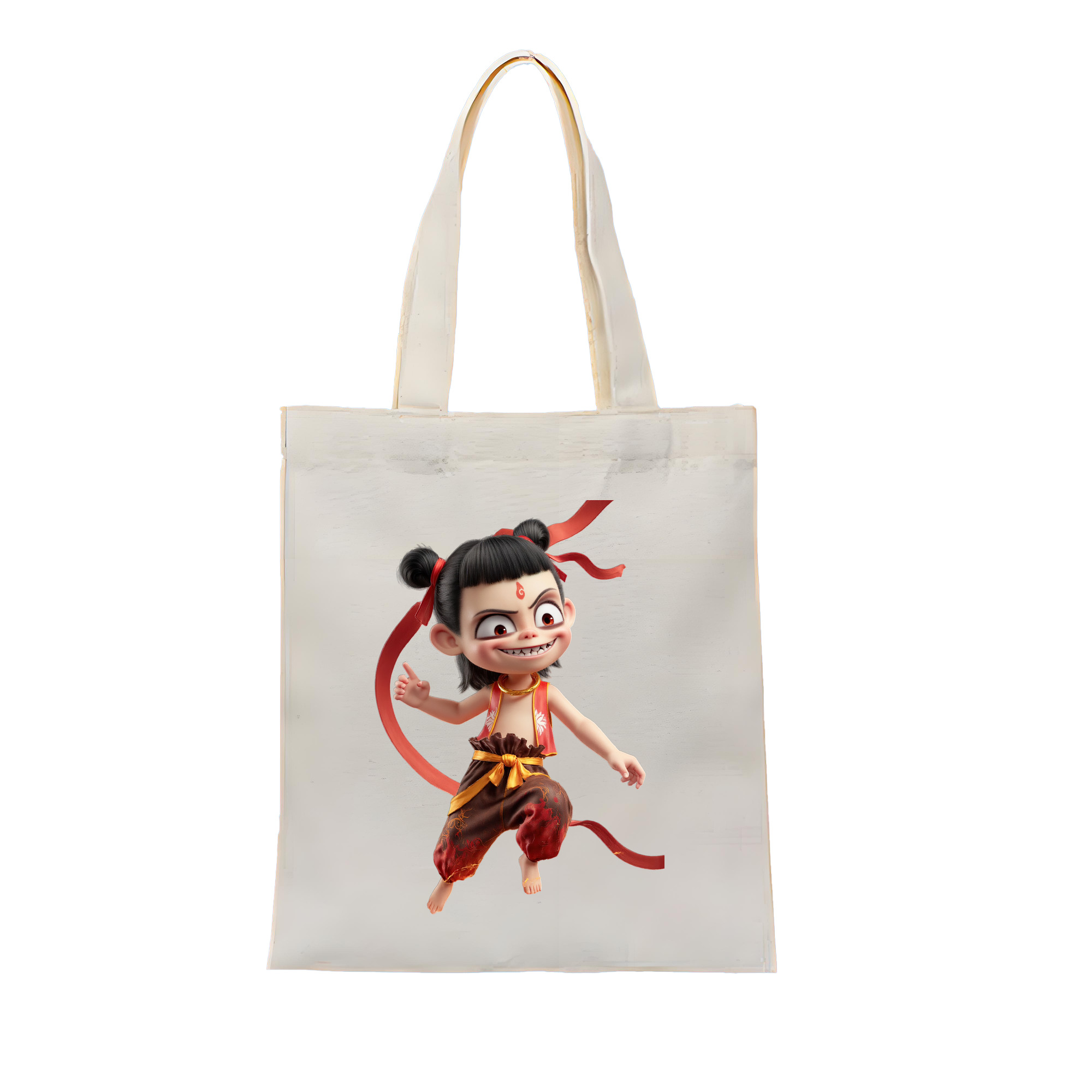 （画像用） Ne Zha 2 ナタ 魔童の大暴れ 縦型キャンバス生地手提げバッグ　トートバッグ