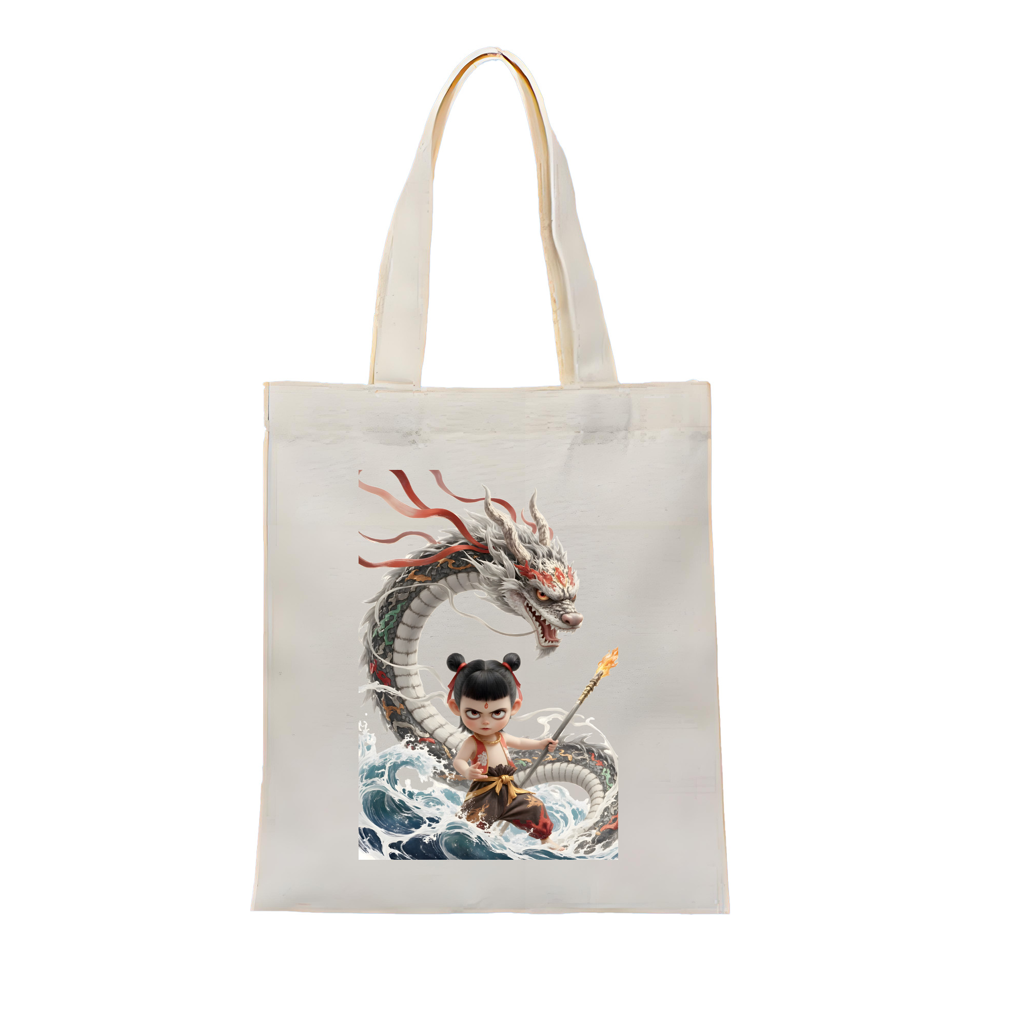 （画像用） Ne Zha 2 ナタ 魔童の大暴れ 縦型キャンバス生地手提げバッグ　トートバッグ