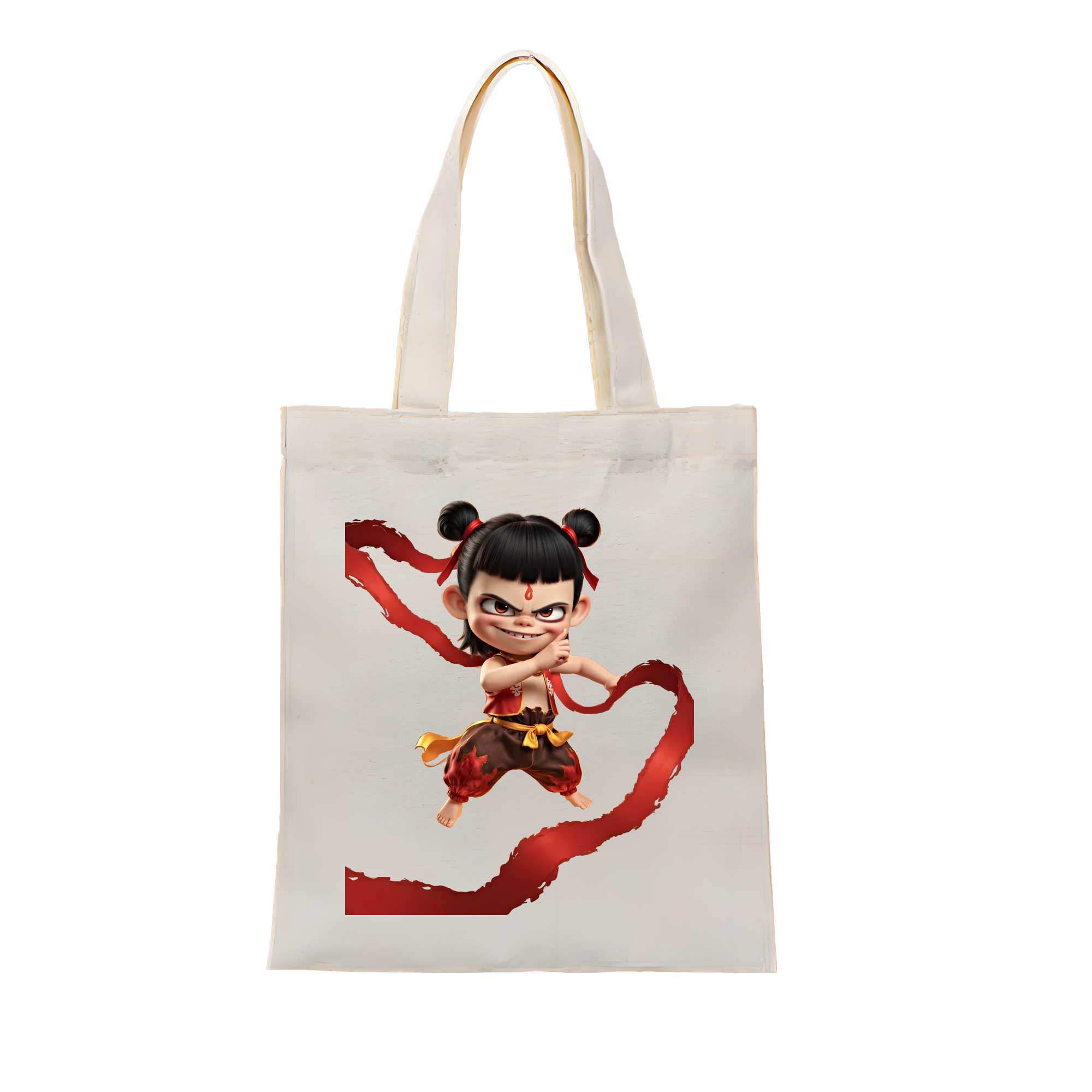 （画像用） Ne Zha 2 ナタ 魔童の大暴れ 縦型キャンバス生地手提げバッグ　トートバッグ