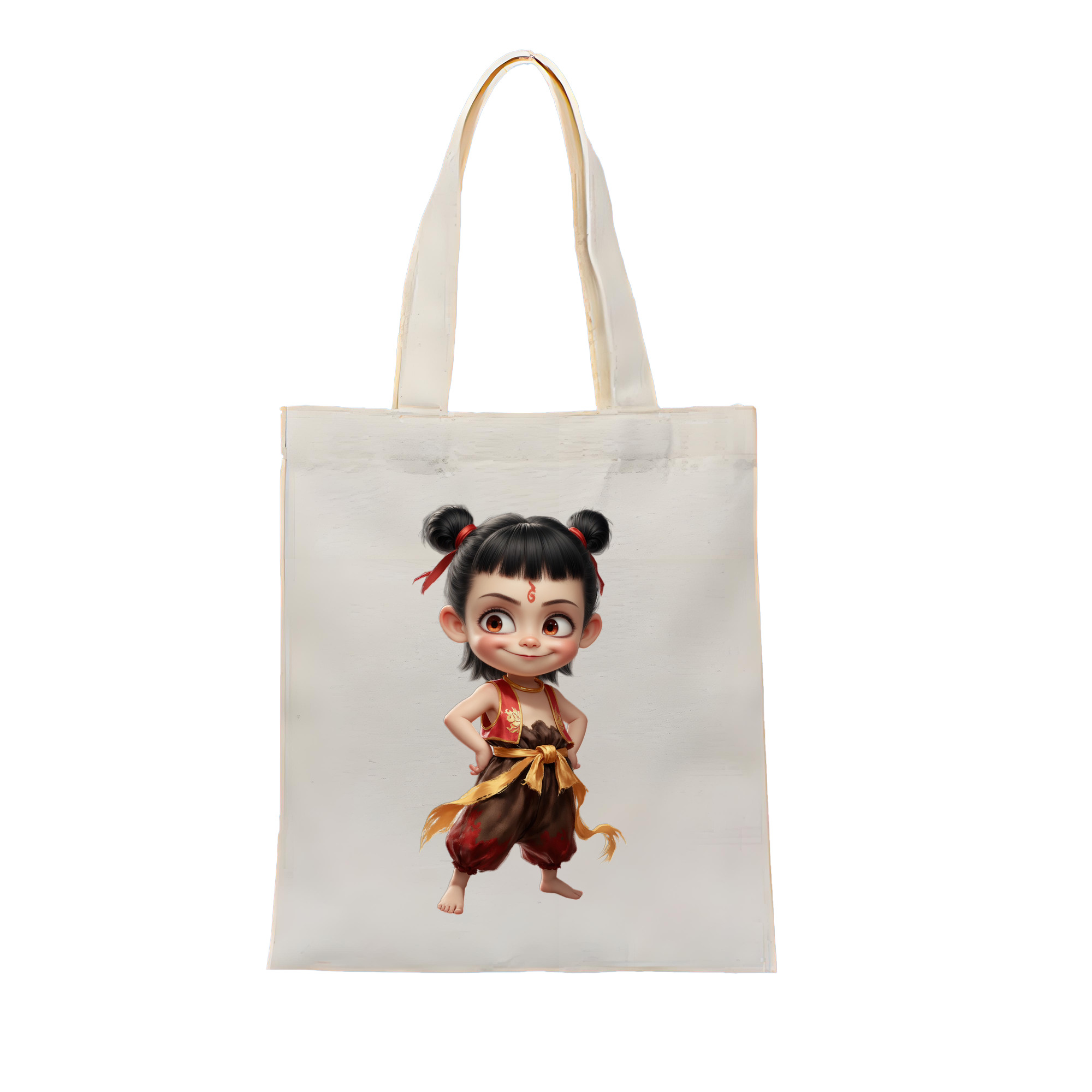 （画像用） Ne Zha 2 ナタ 魔童の大暴れ 縦型キャンバス生地手提げバッグ　トートバッグ
