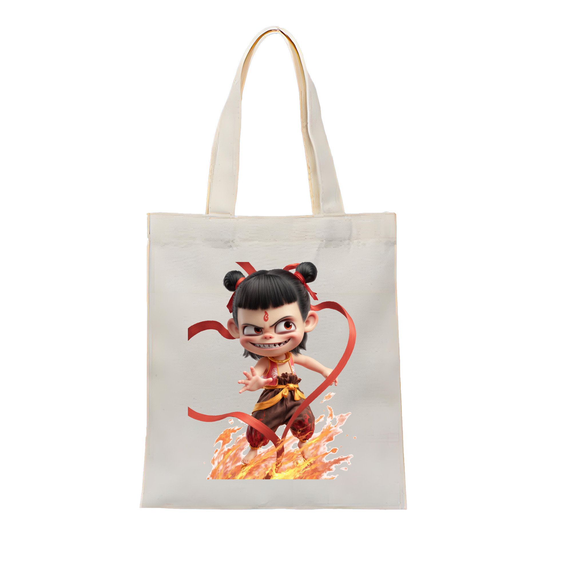 （画像用） Ne Zha 2 ナタ 魔童の大暴れ 縦型キャンバス生地手提げバッグ　トートバッグ