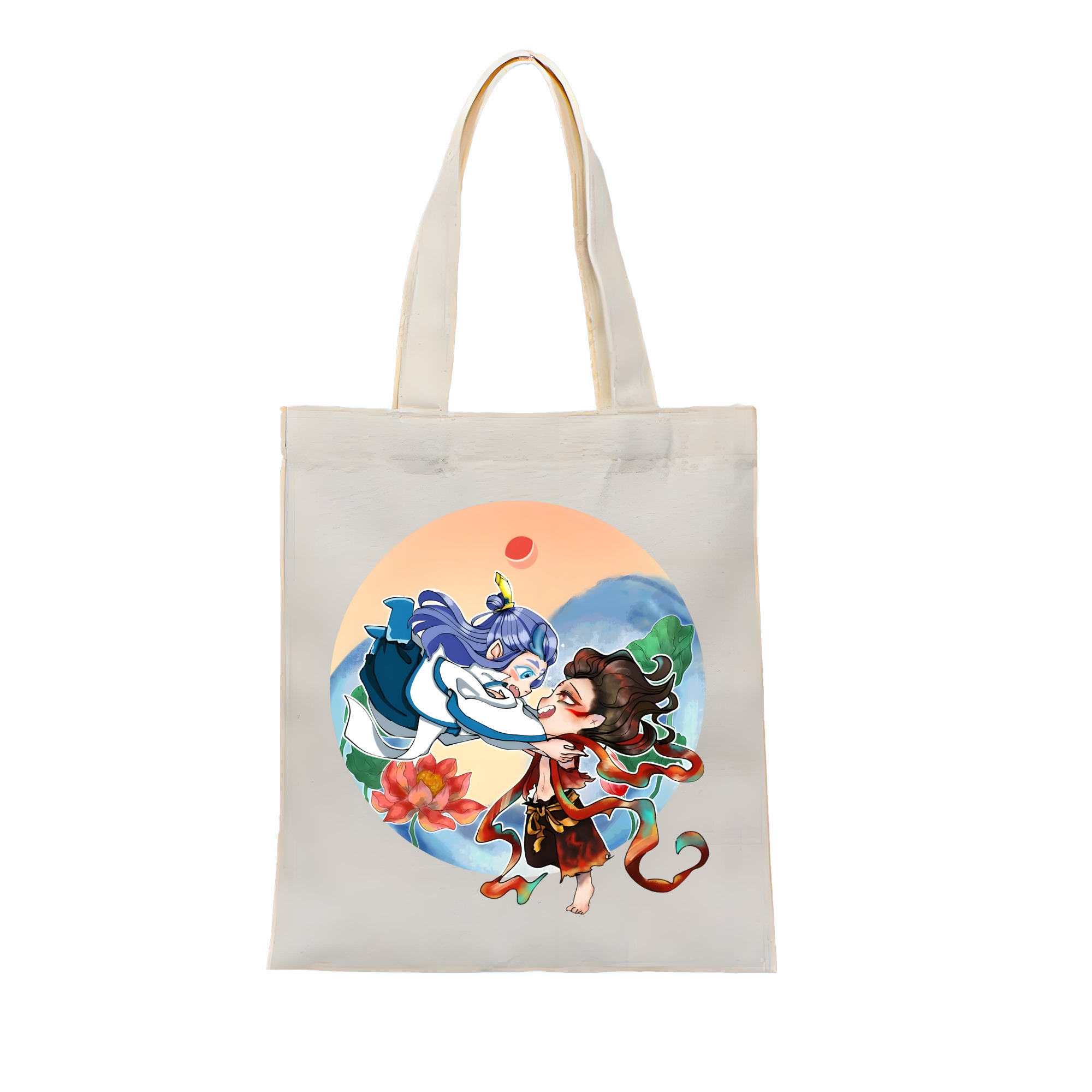 （画像用） Ne Zha 2 ナタ 魔童の大暴れ 縦型キャンバス生地手提げバッグ　トートバッグ