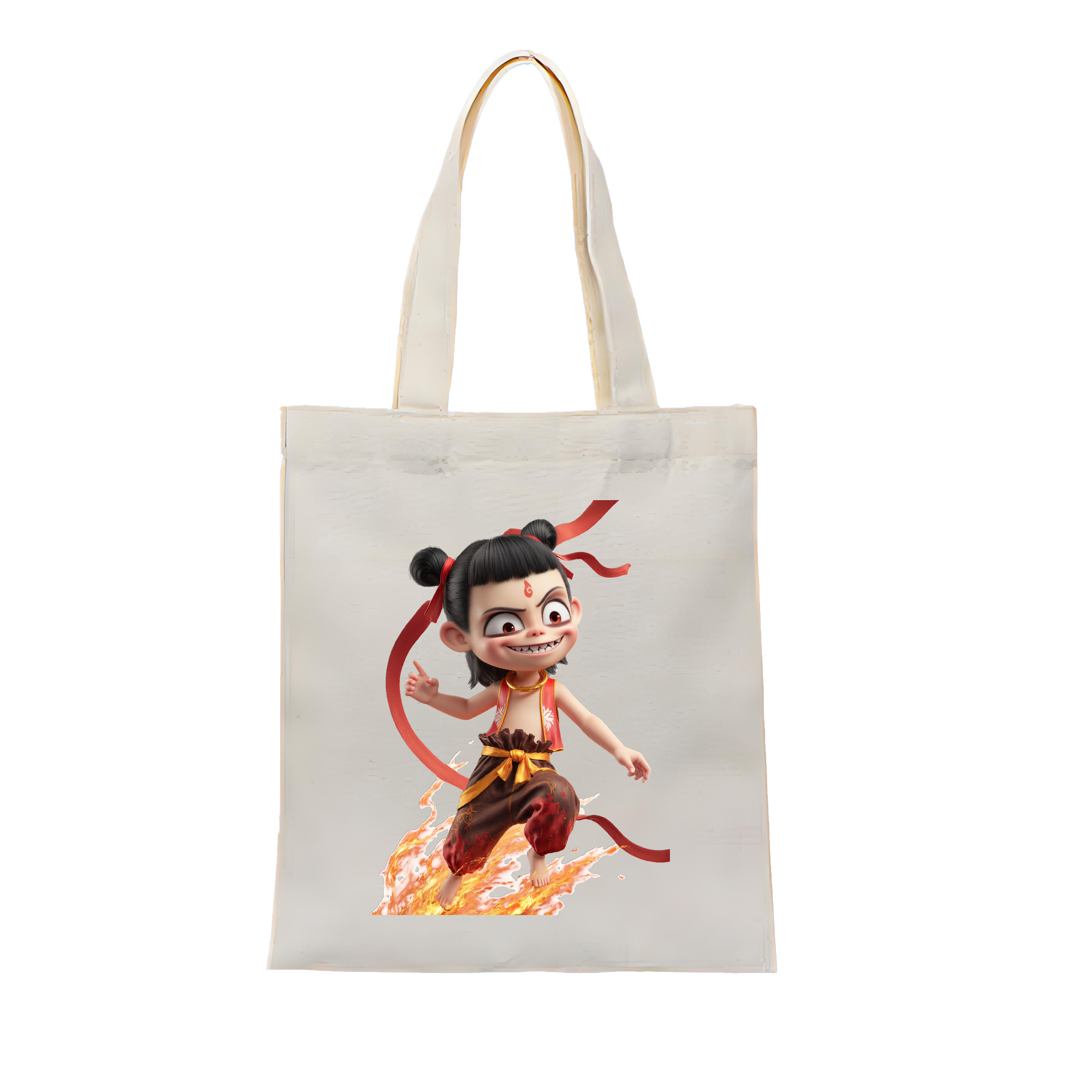 （画像用） Ne Zha 2 ナタ 魔童の大暴れ 縦型キャンバス生地手提げバッグ　トートバッグ