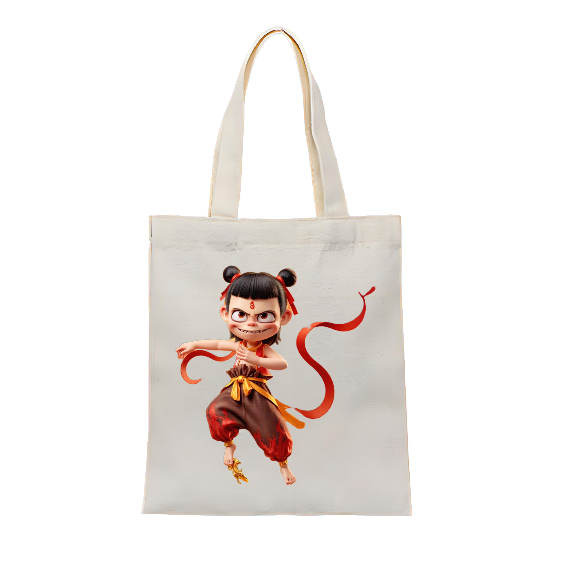 （画像用） Ne Zha 2 ナタ 魔童の大暴れ 縦型キャンバス生地手提げバッグ　トートバッグ