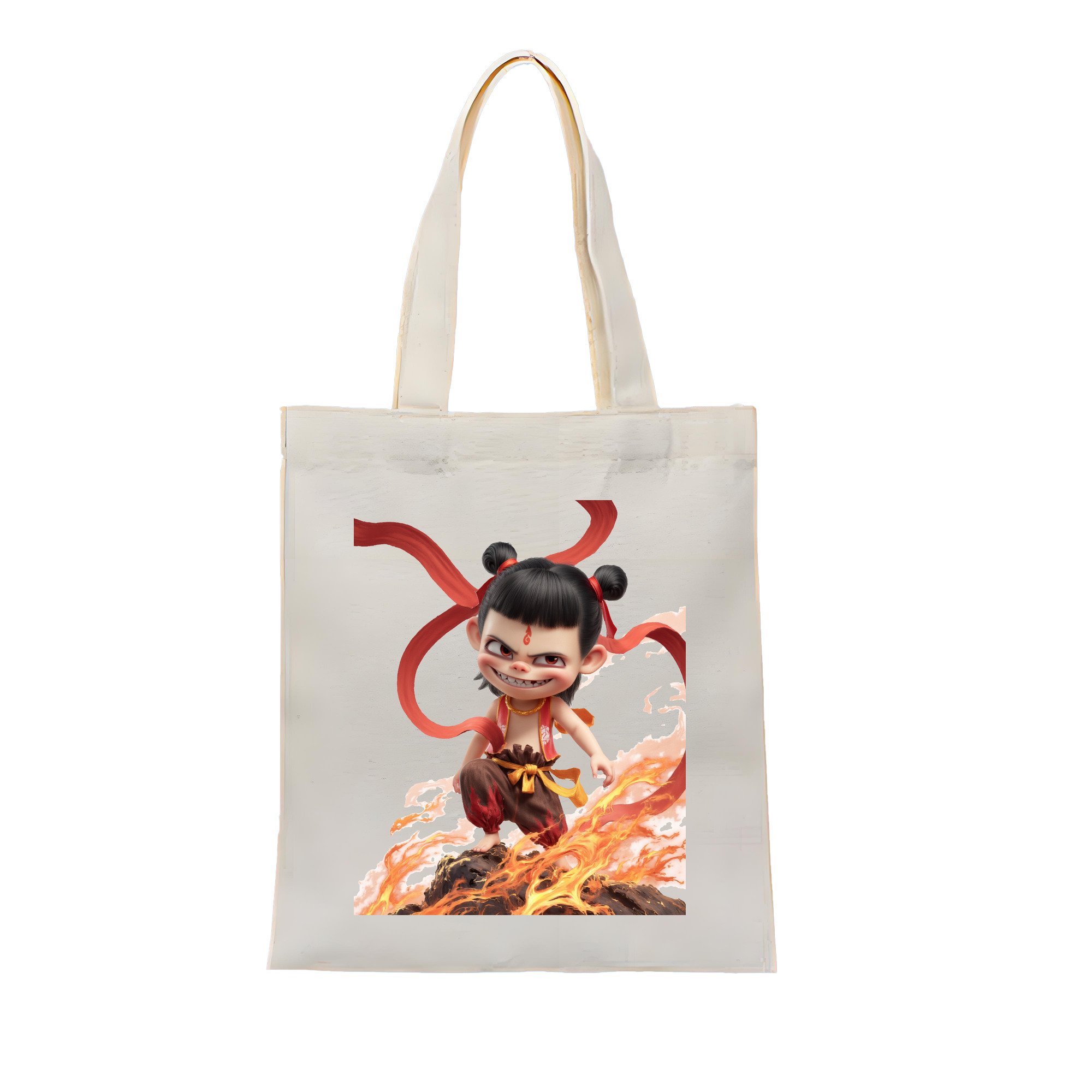 （画像用） Ne Zha 2 ナタ 魔童の大暴れ 縦型キャンバス生地手提げバッグ　トートバッグ