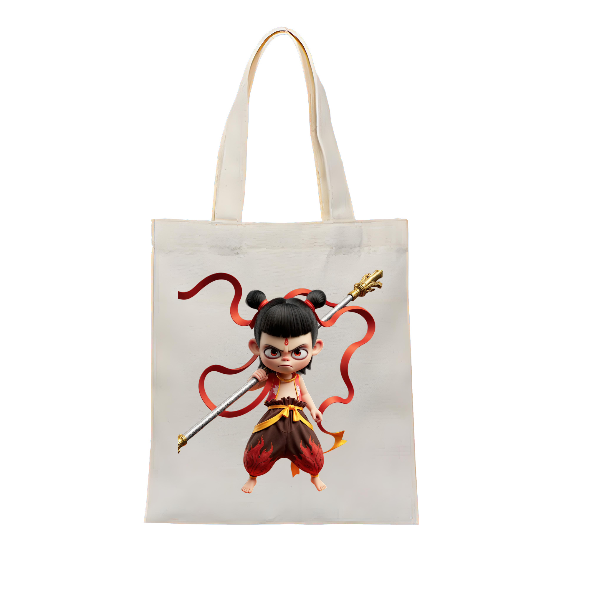 （画像用） Ne Zha 2 ナタ 魔童の大暴れ 縦型キャンバス生地手提げバッグ　トートバッグ