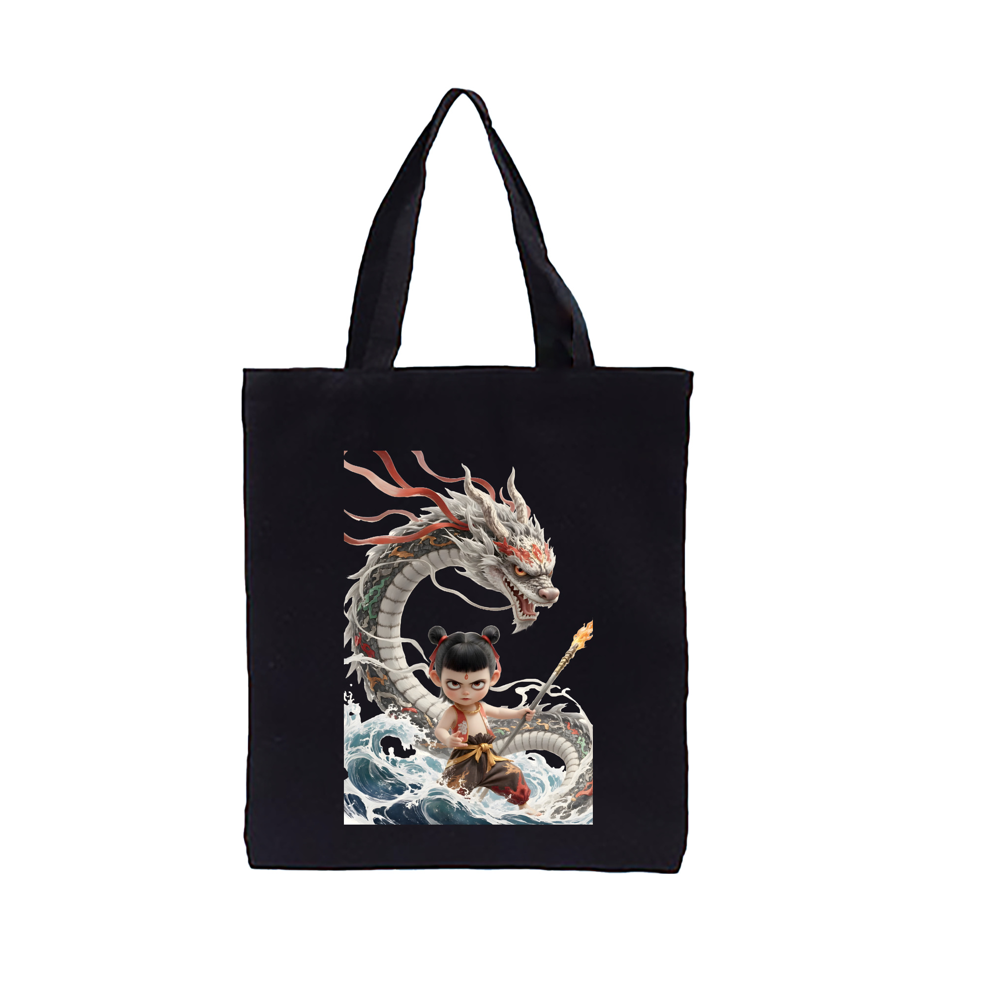 （画像用） Ne Zha 2 ナタ 魔童の大暴れ 縦型キャンバス生地手提げバッグ　トートバッグ