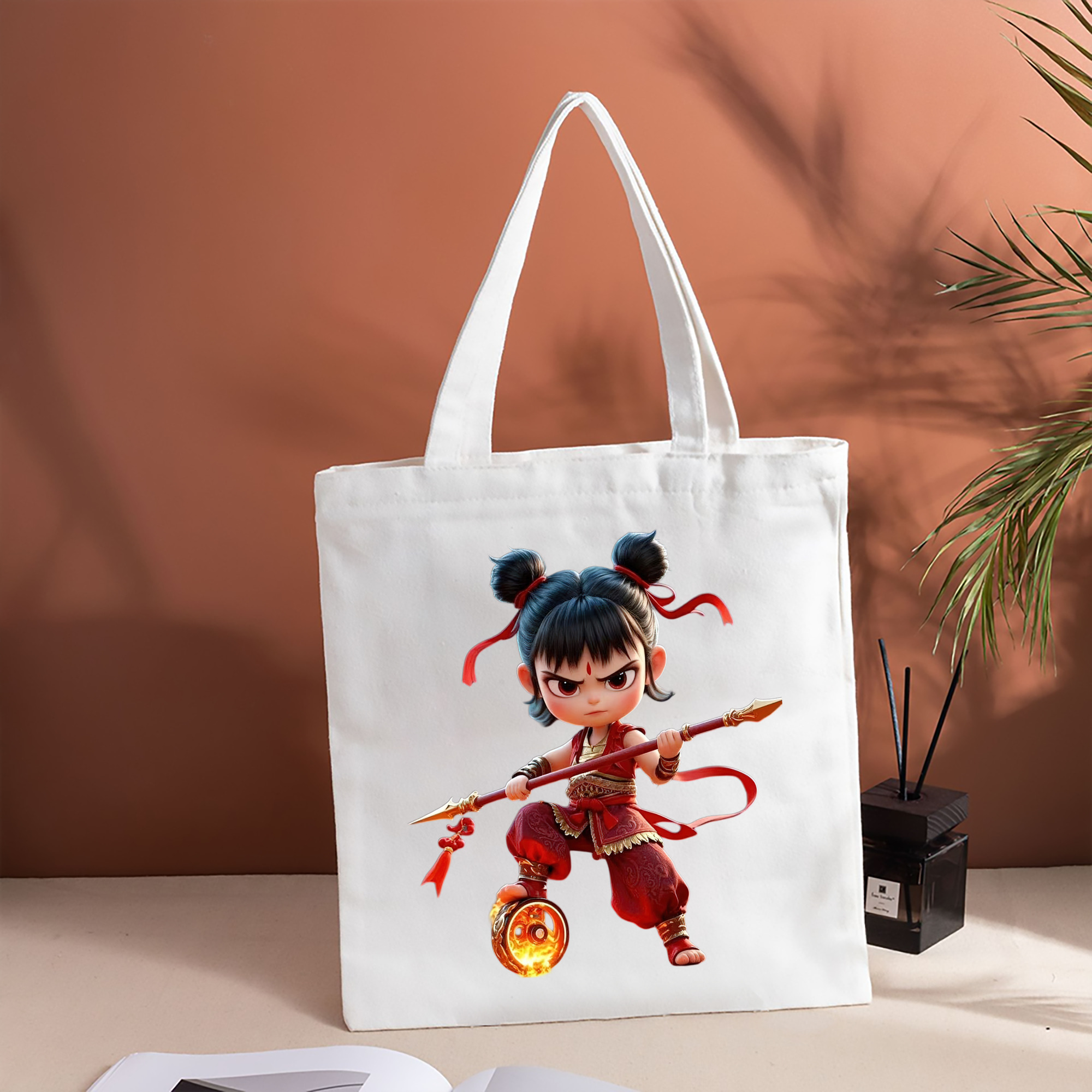 Ne Zha 2 ナタ 魔童の大暴れ 縦型キャンバス生地手提げバッグ　トートバッグ