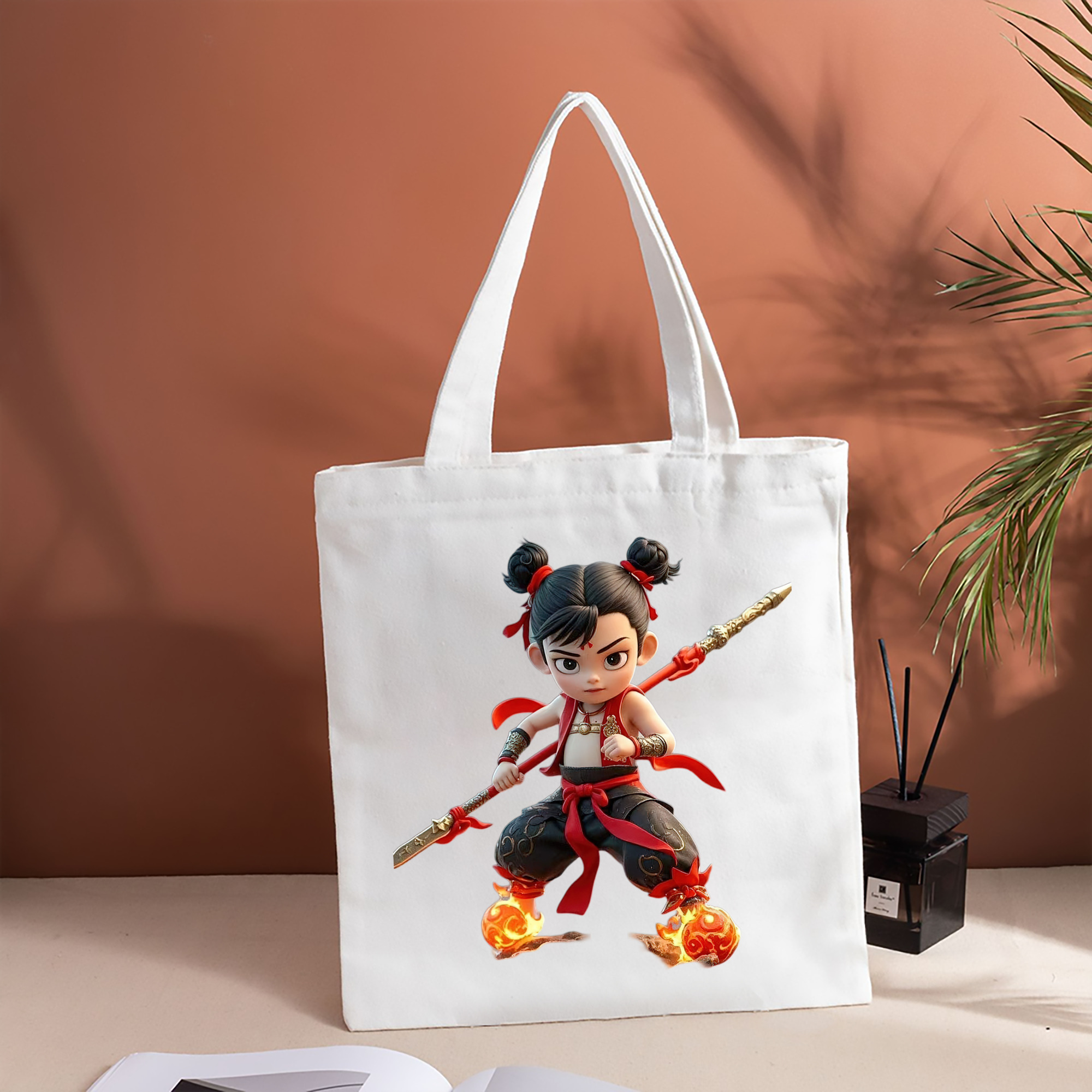 Ne Zha 2 ナタ 魔童の大暴れ 縦型キャンバス生地手提げバッグ　トートバッグ