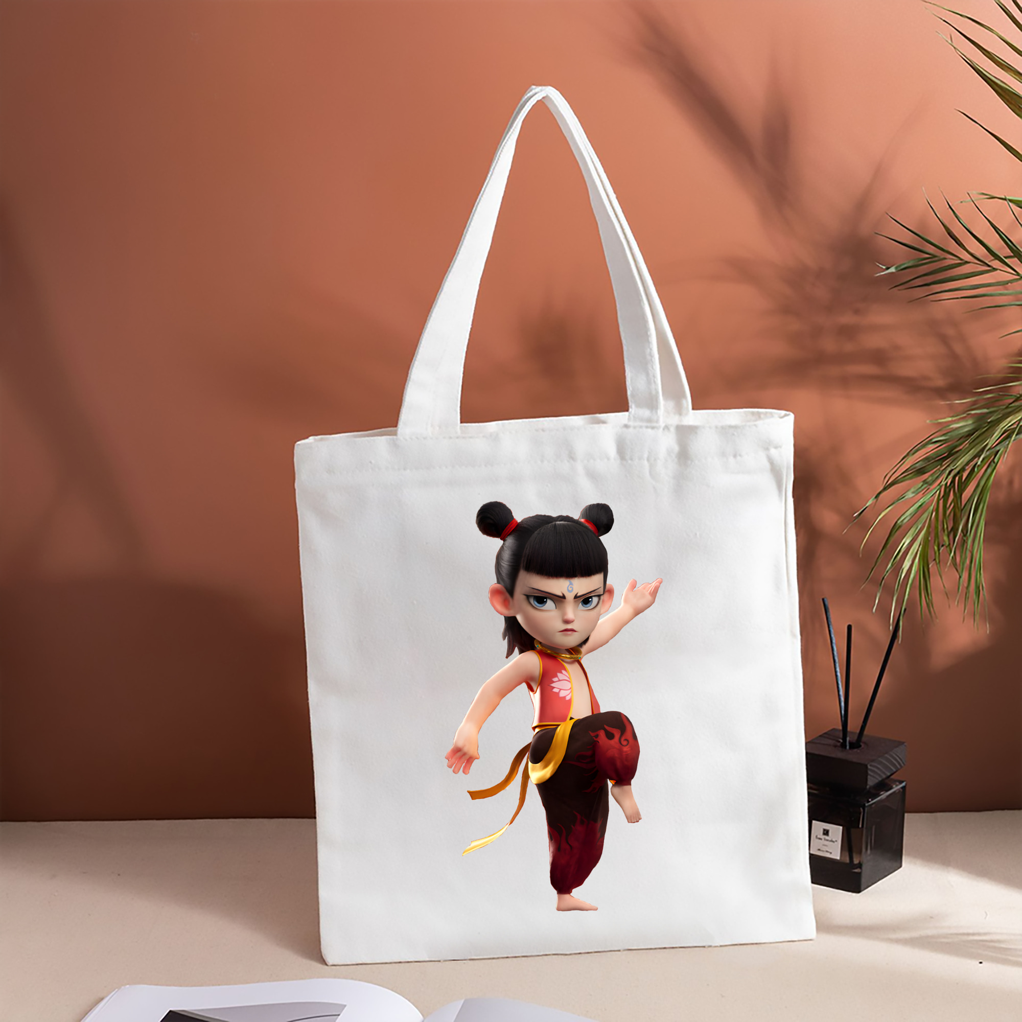 Ne Zha 2 ナタ 魔童の大暴れ 縦型キャンバス生地手提げバッグ　トートバッグ