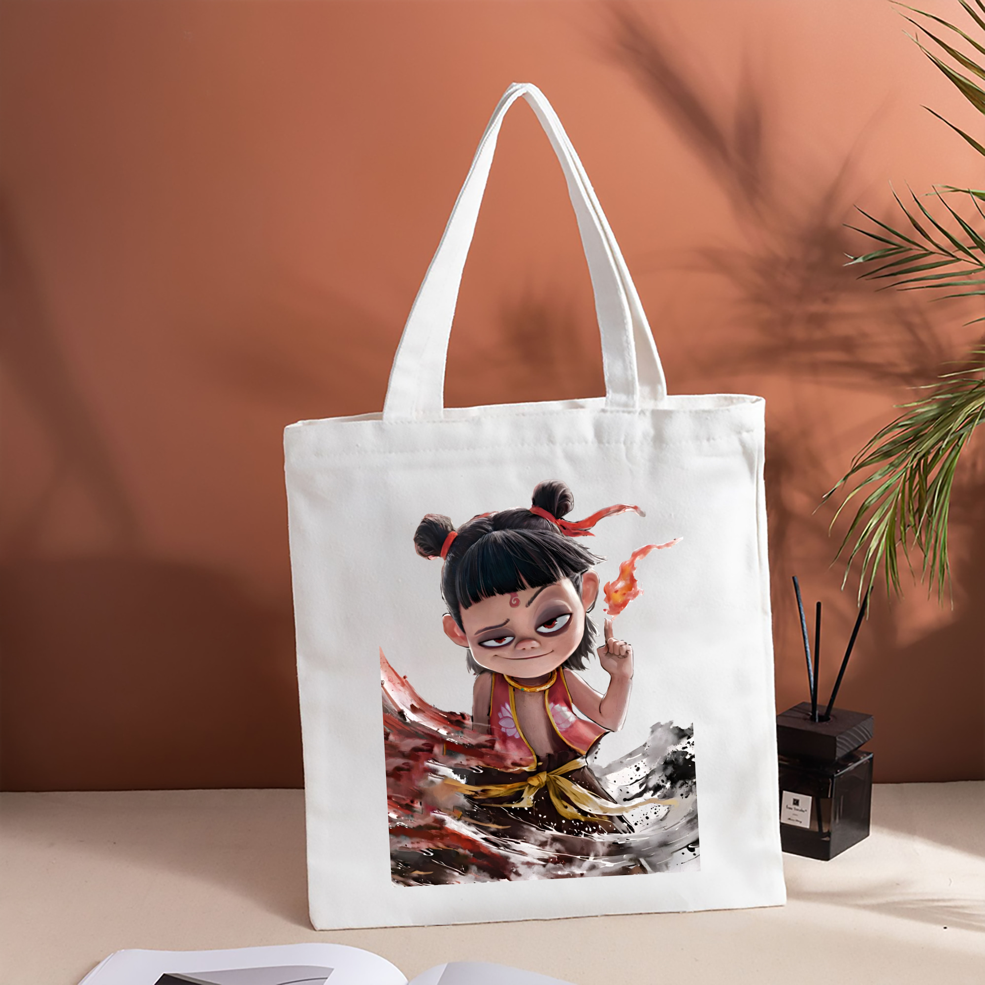 Ne Zha 2 ナタ 魔童の大暴れ 縦型キャンバス生地手提げバッグ　トートバッグ